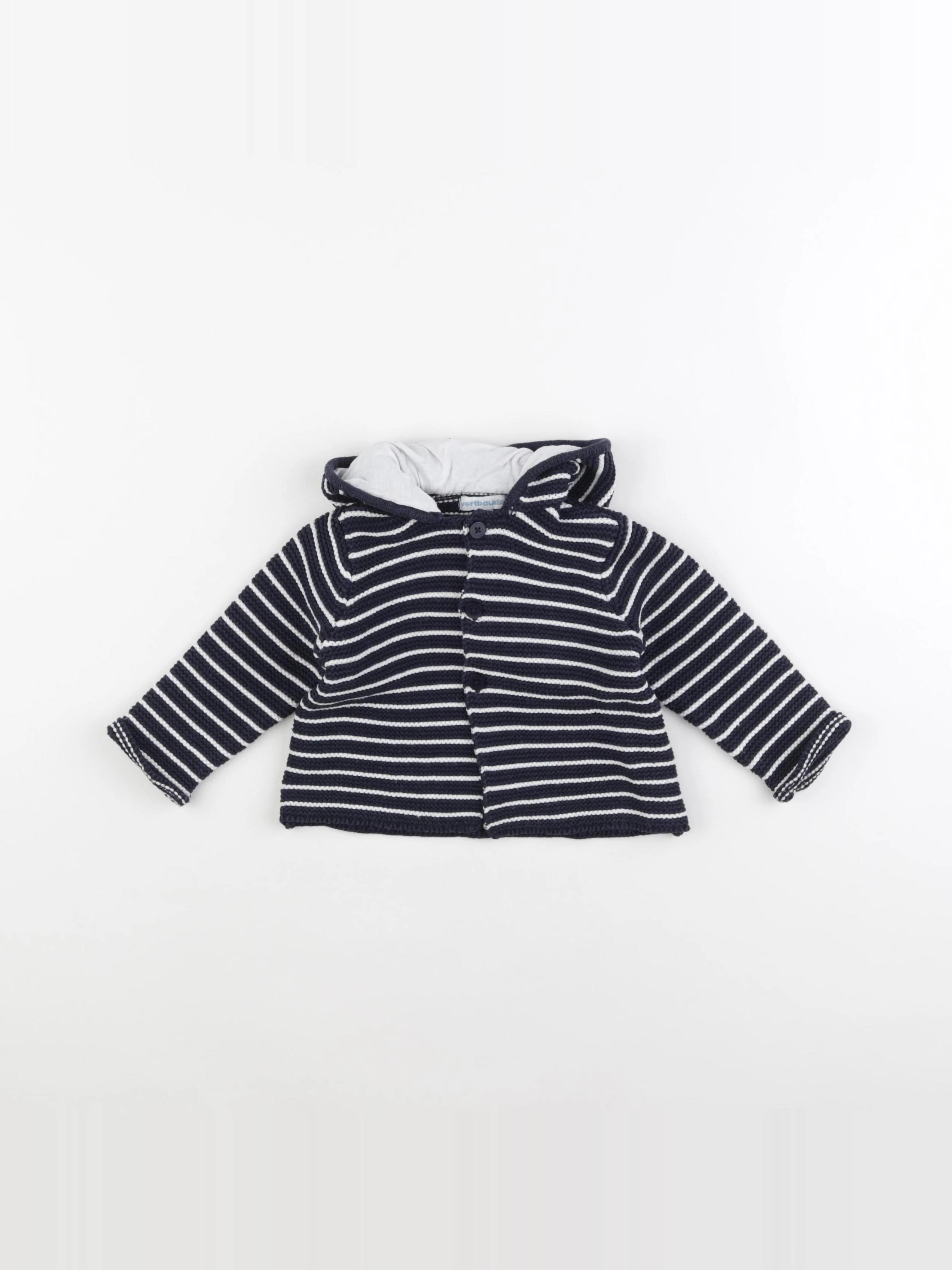 Vertbaudet - gilet bleu, blanc - 12 mois