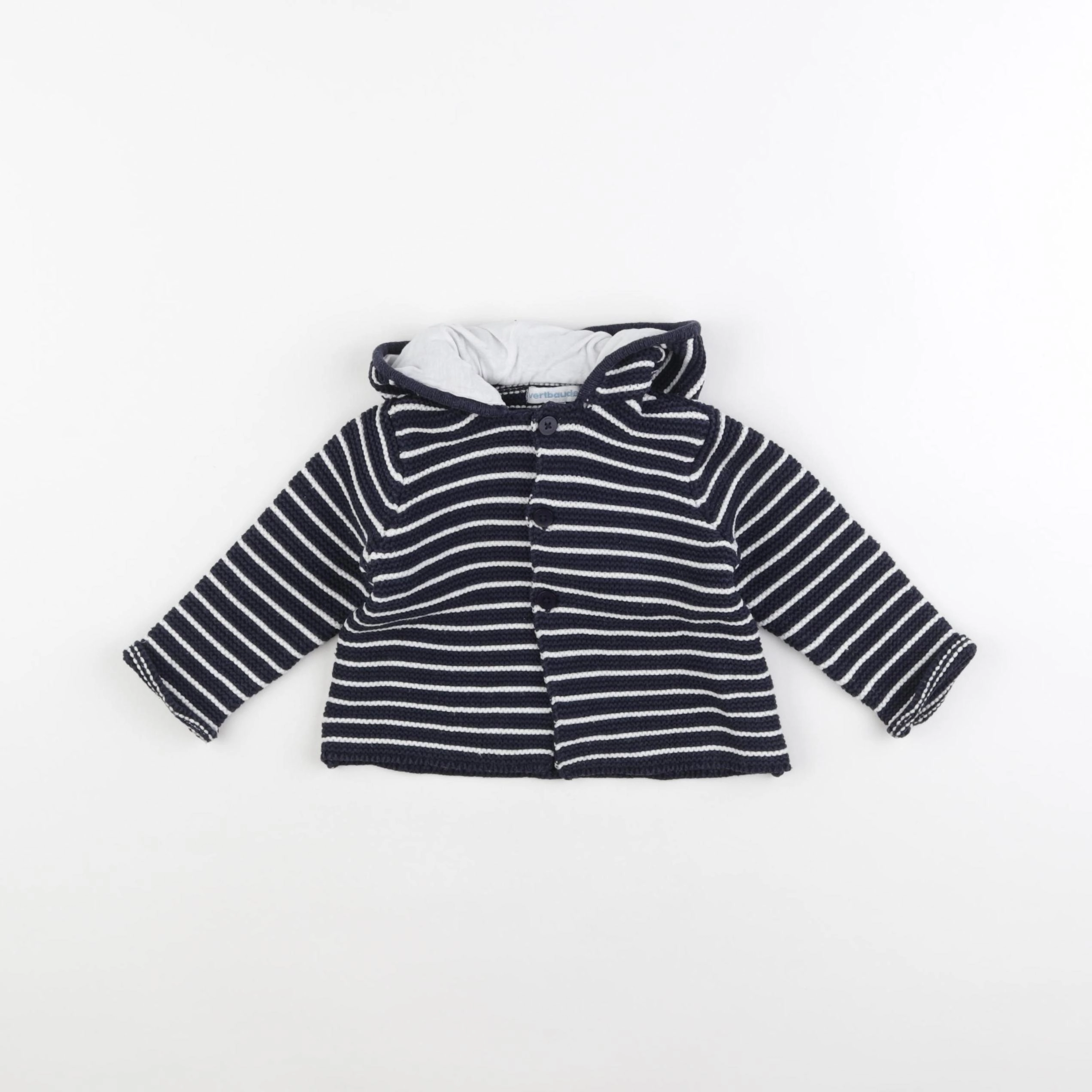 Vertbaudet - gilet bleu, blanc - 12 mois