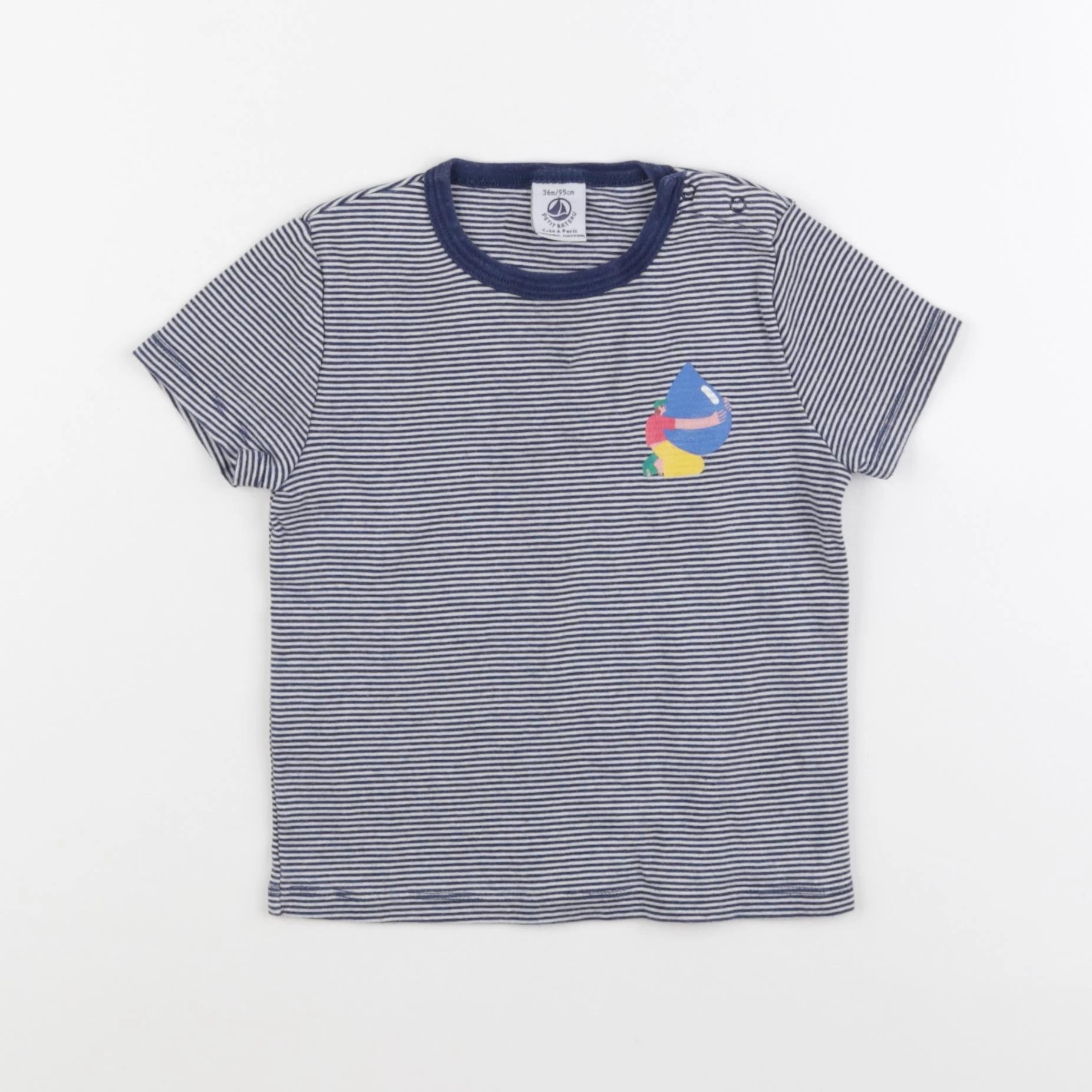 Petit Bateau - maillot de corps bleu, blanc - 36 mois