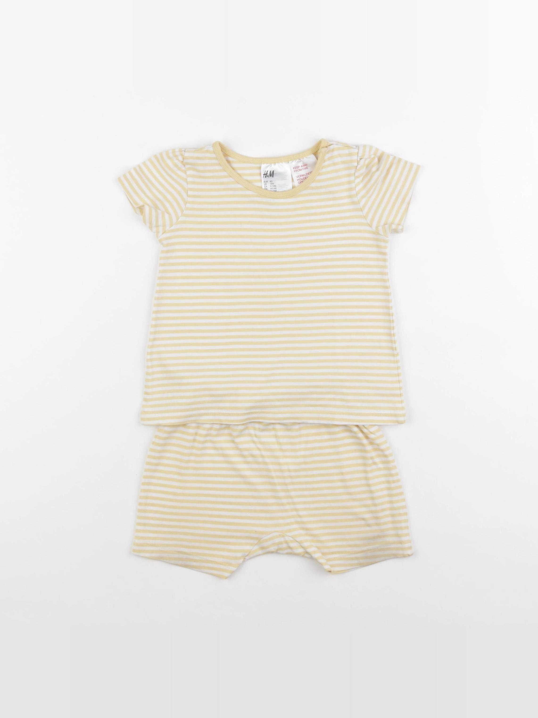 H&M - pyjama coton jaune - 9/12 mois