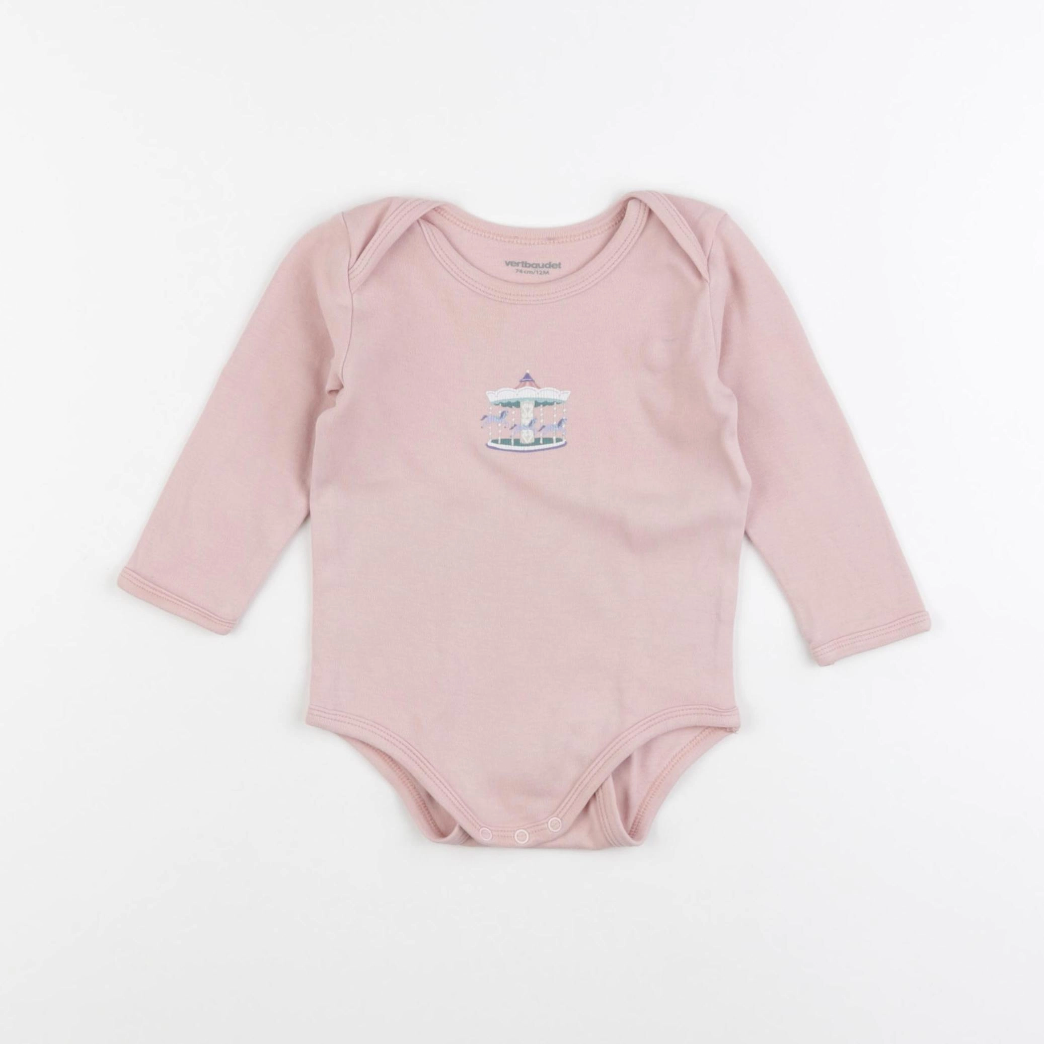 Vertbaudet - body rose - 12 mois