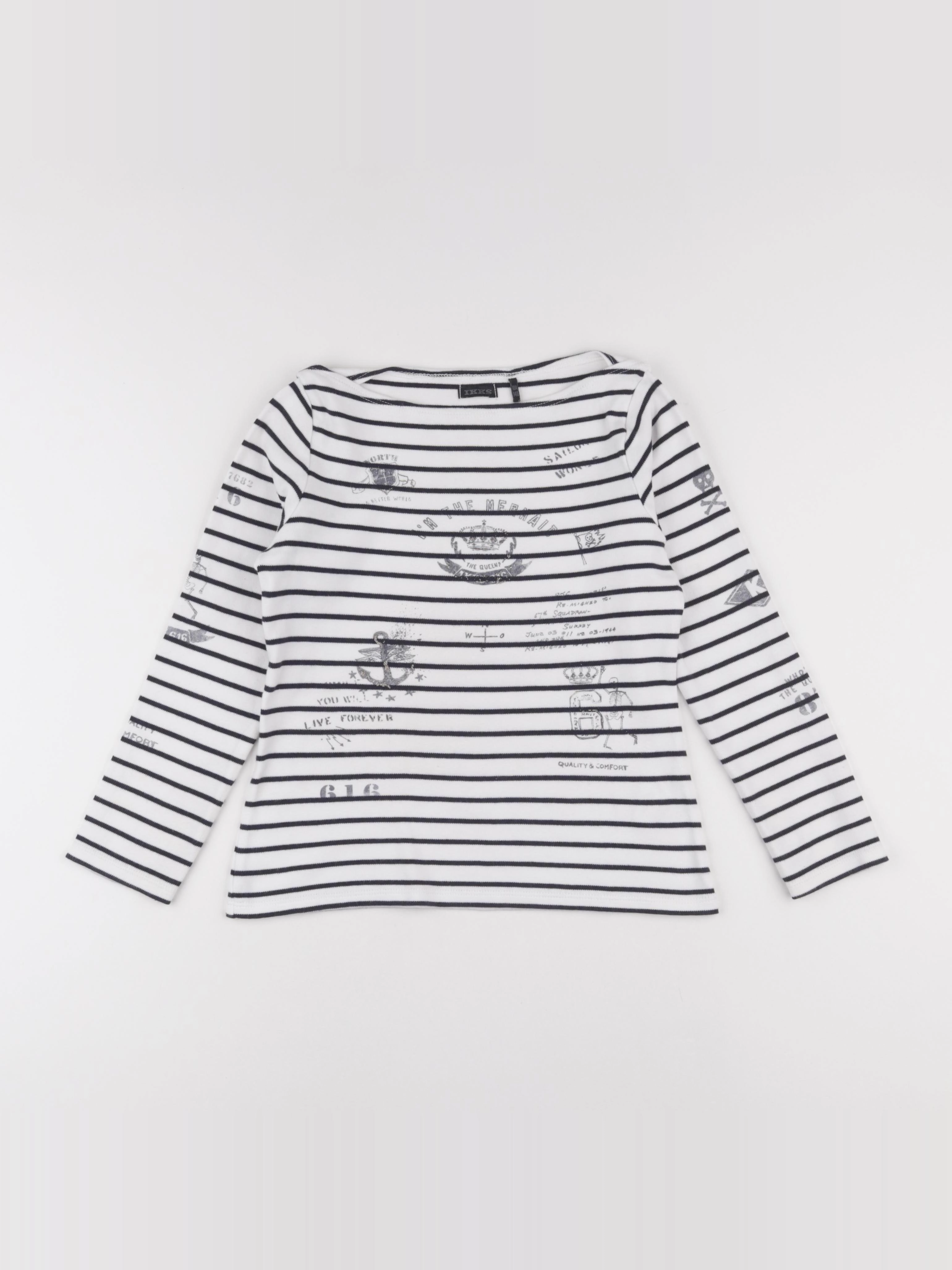 IKKS - tee-shirt bleu, blanc - 10 ans