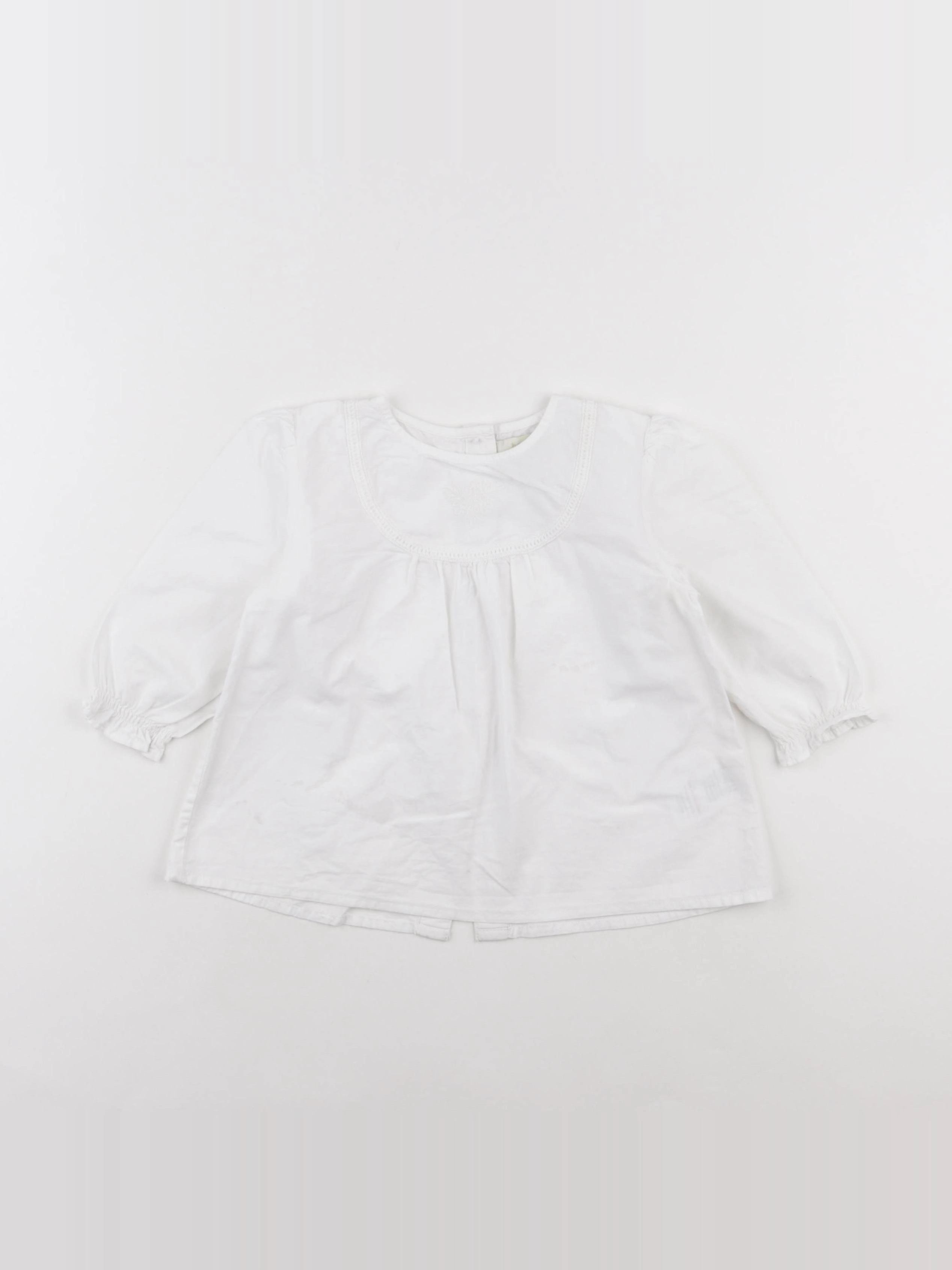 Bonnet à Pompon - blouse blanc - 3 ans