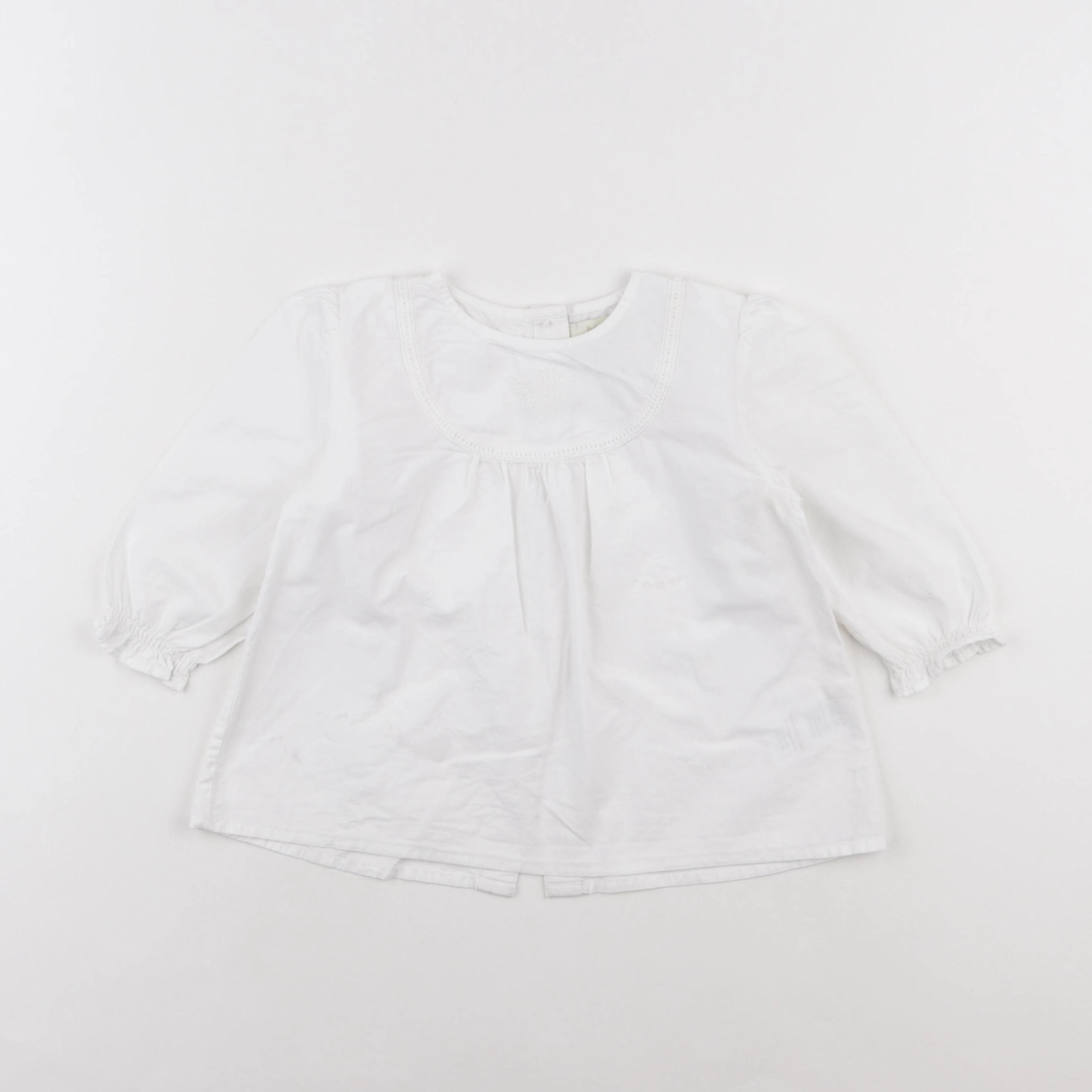 Bonnet à Pompon - blouse blanc - 3 ans