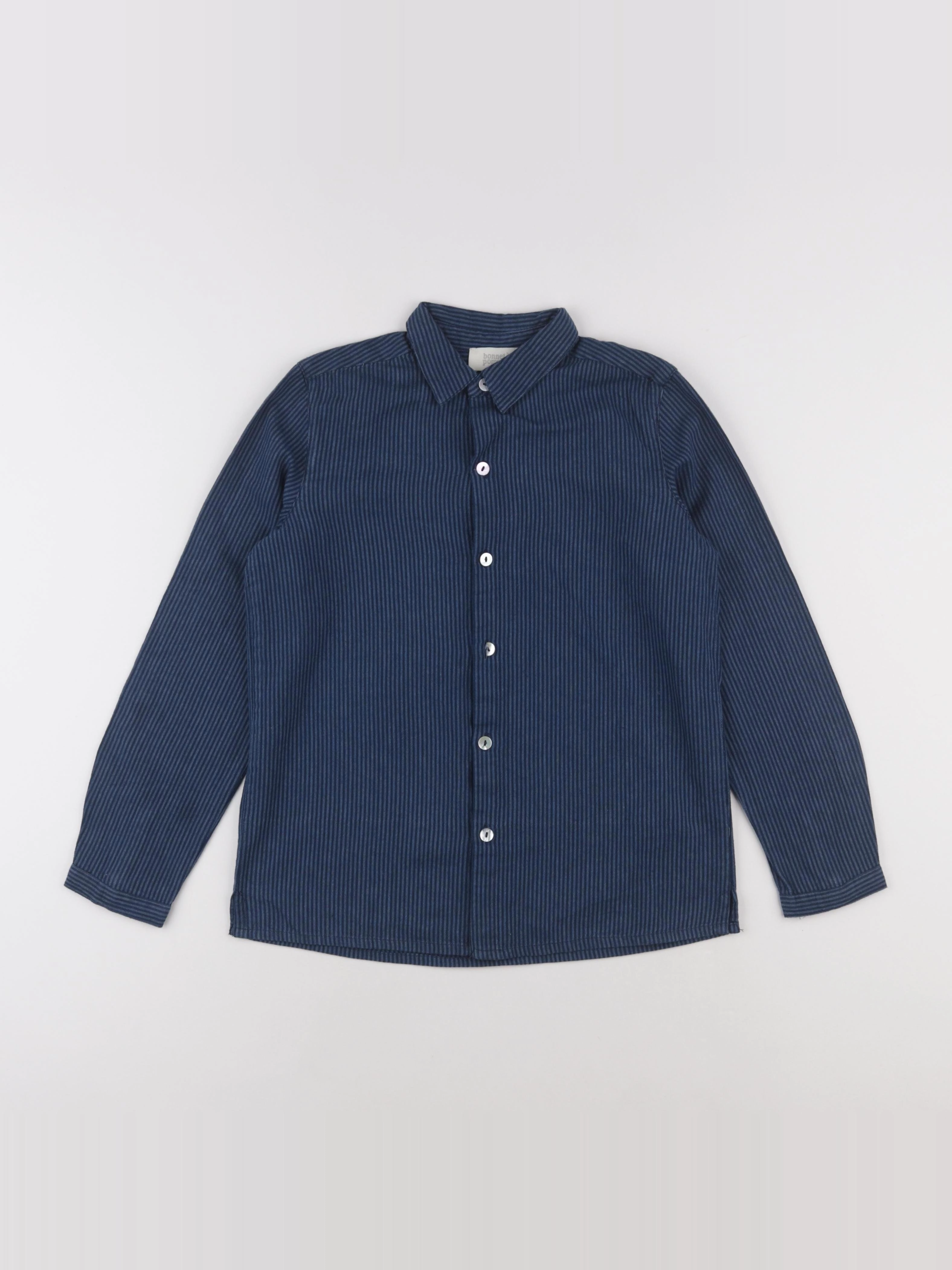 Bonnet à Pompon - chemise bleu - 10 ans