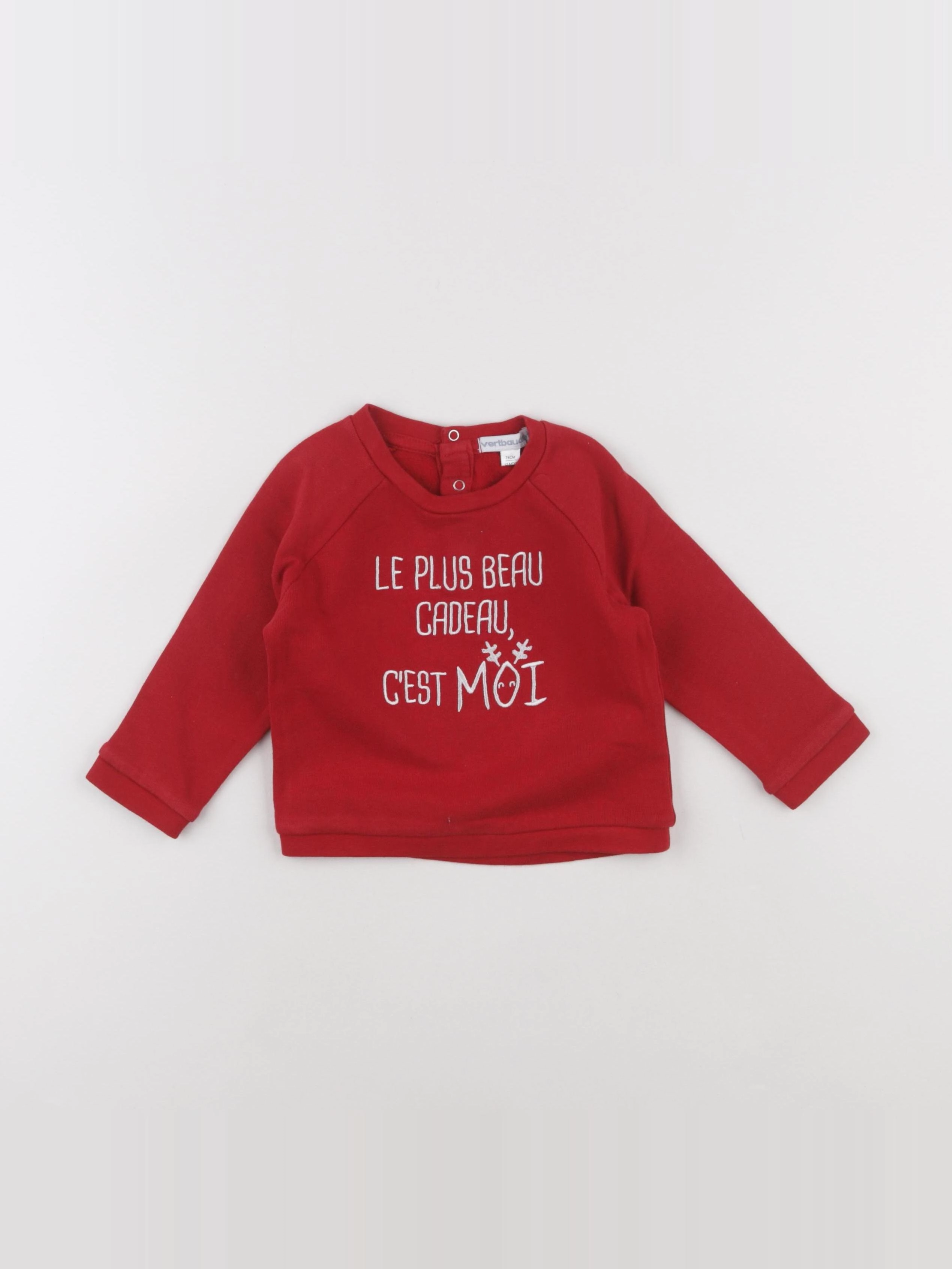 Vertbaudet - sweat rouge - 12 mois
