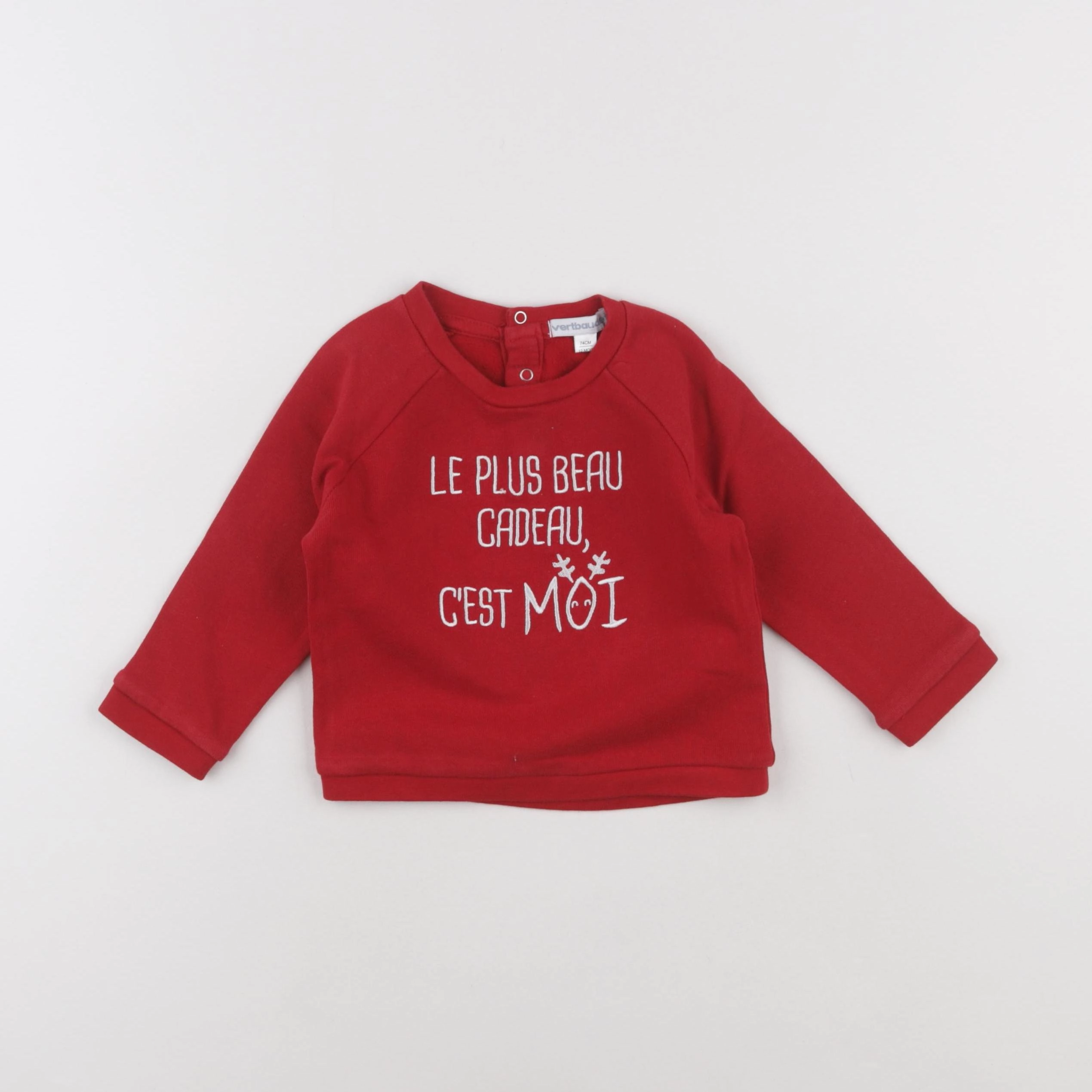 Petit Bateau - sweat rouge - 12 mois