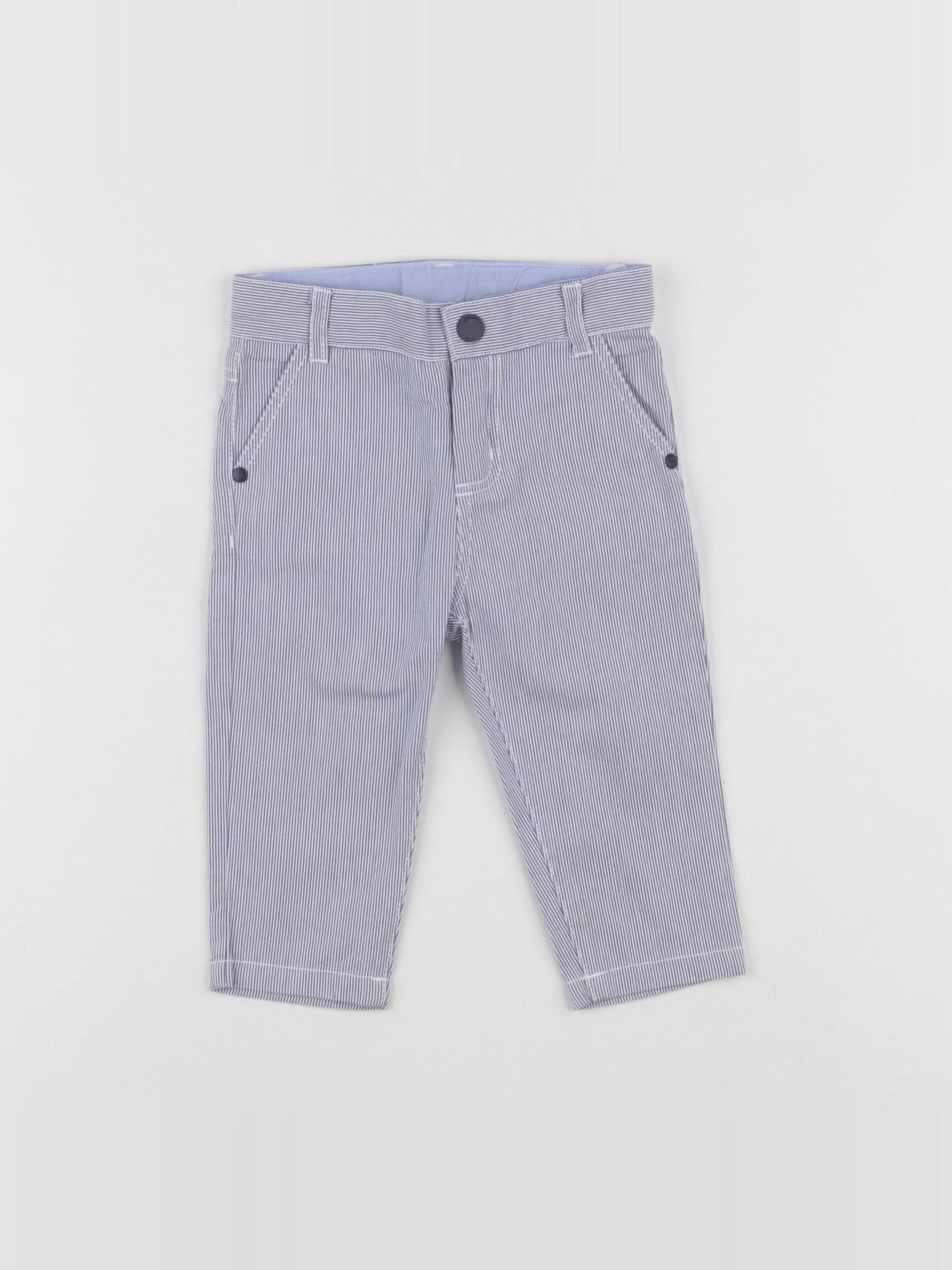 Jacadi - jean blanc, bleu - 12 mois