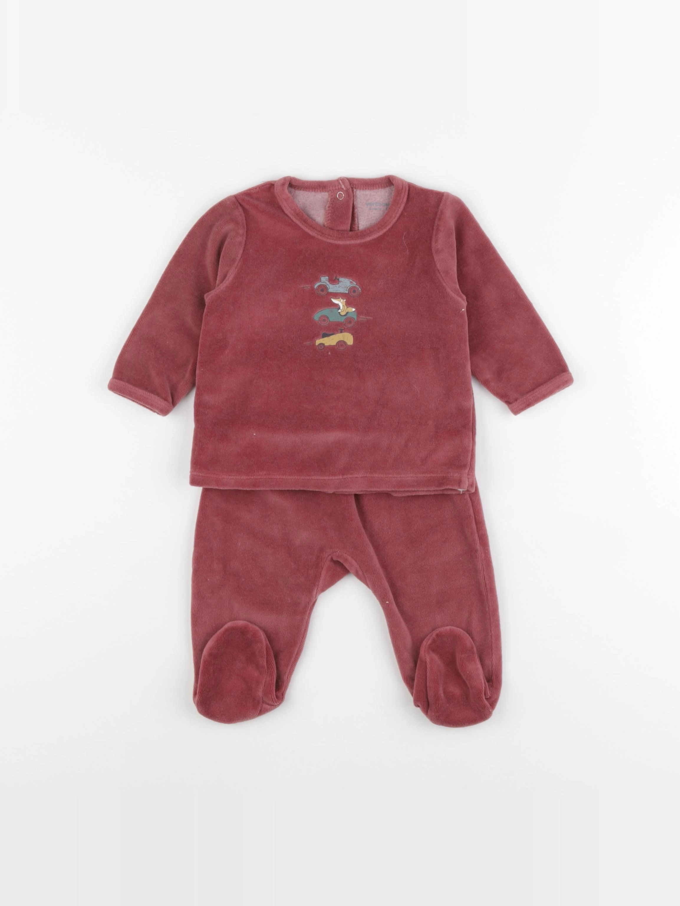 Vertbaudet - pyjama velours rouge - 6 mois
