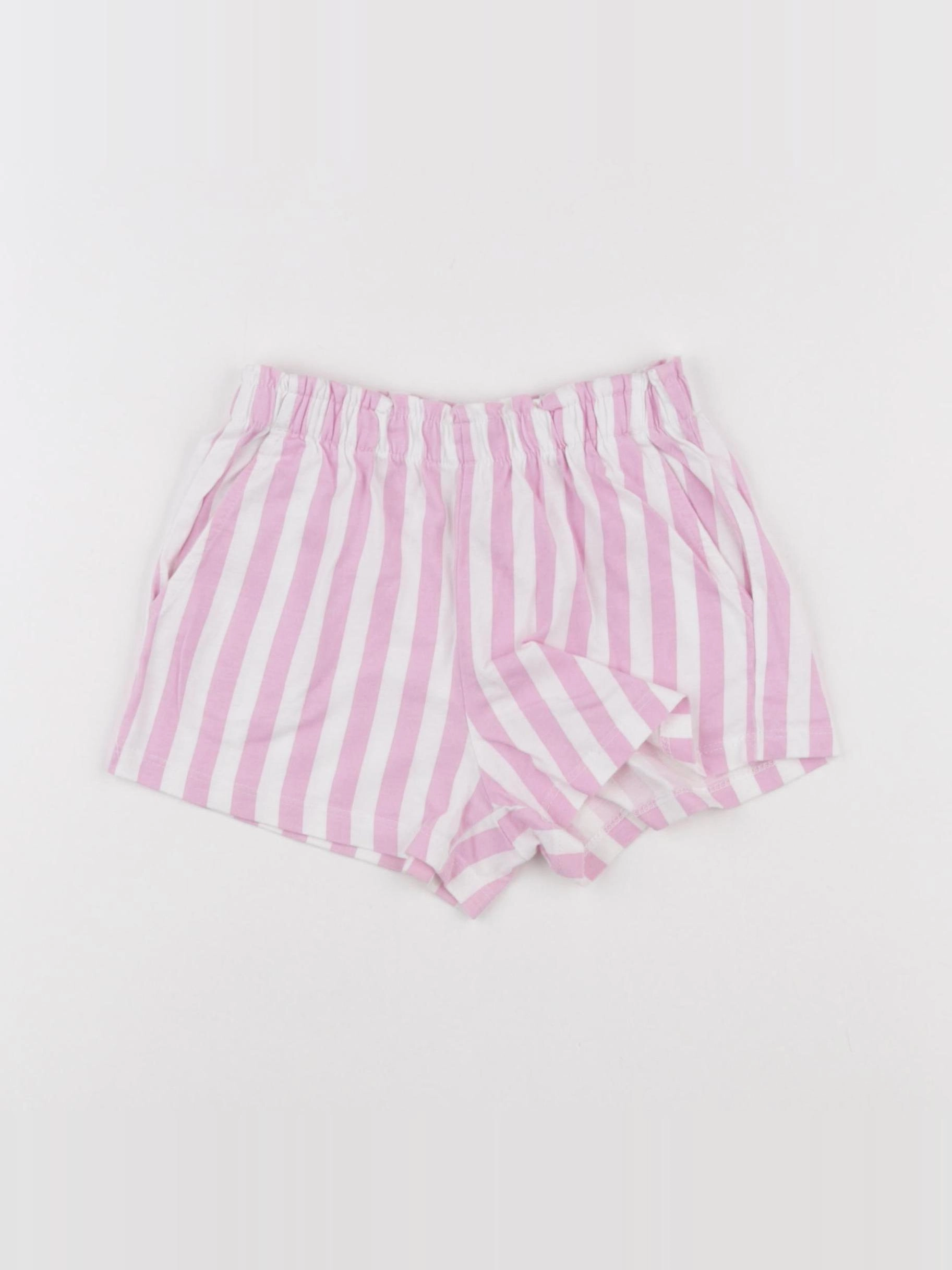 H&M - short rose, blanc - 3/4 ans