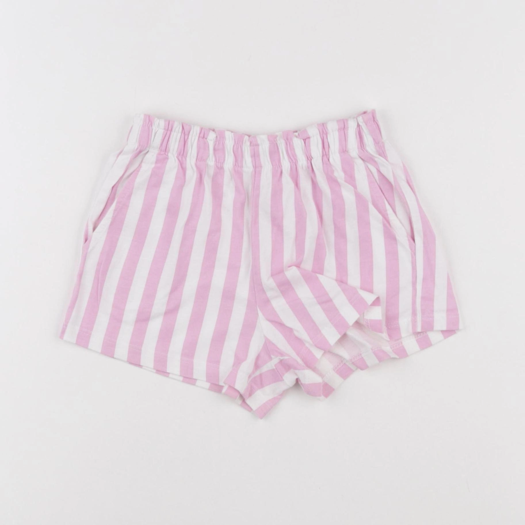 H&M - short rose, blanc - 3/4 ans