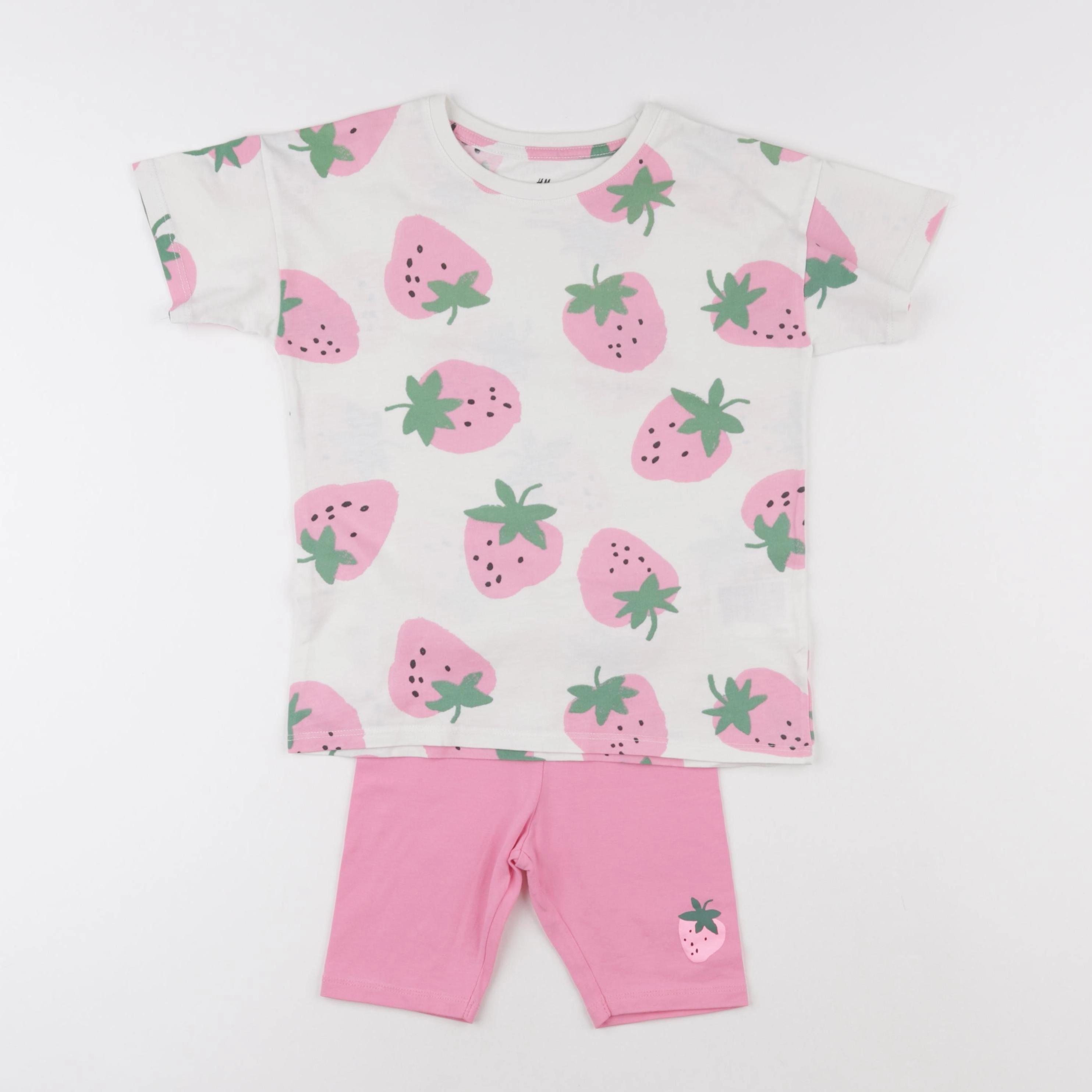 H&M - ensemble blanc, rose - 4/5 ans