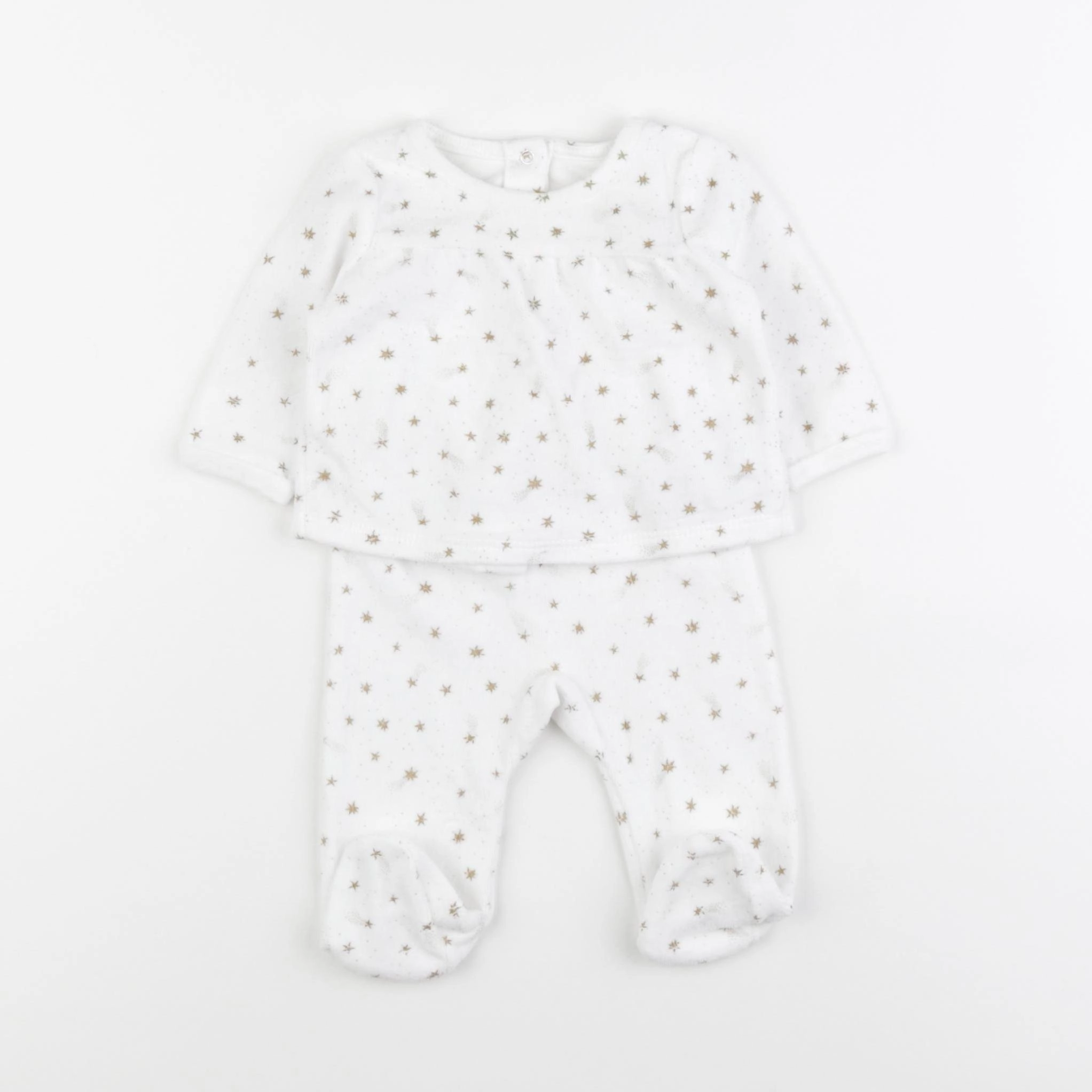 Vertbaudet - pyjama velours blanc - 0/1 mois