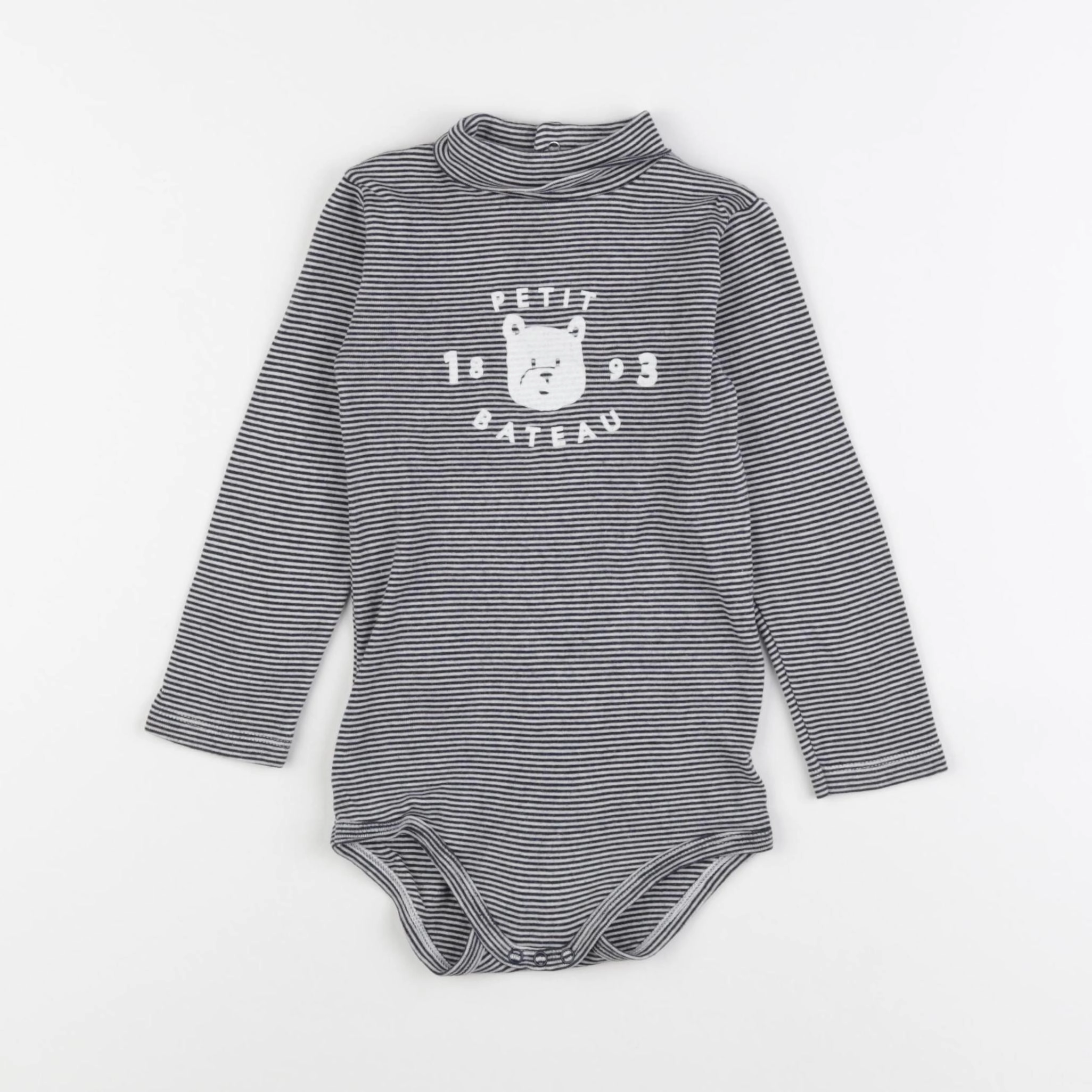Petit Bateau - body blanc, bleu - 24 mois