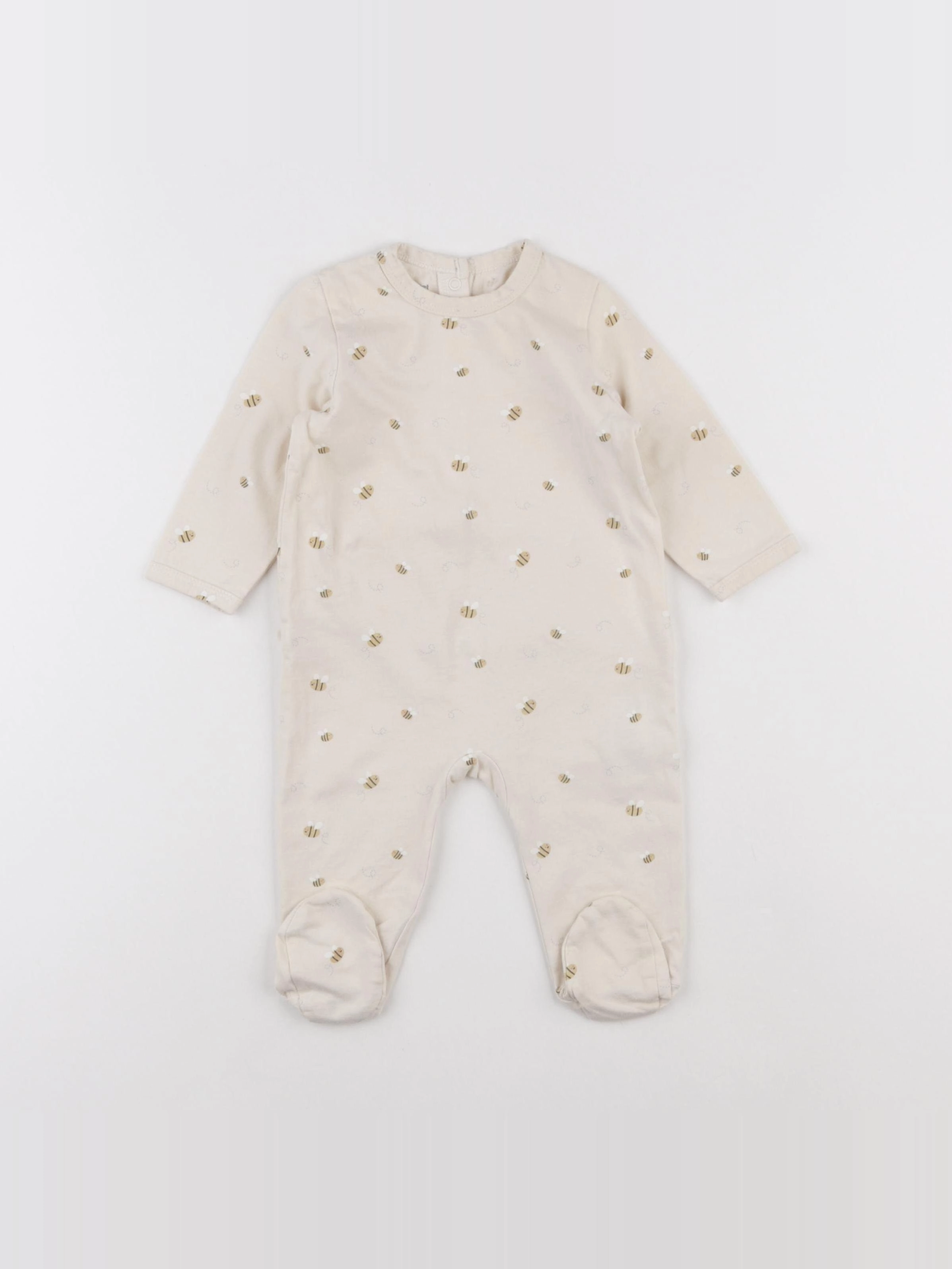 Vertbaudet - pyjama coton beige - 6 mois