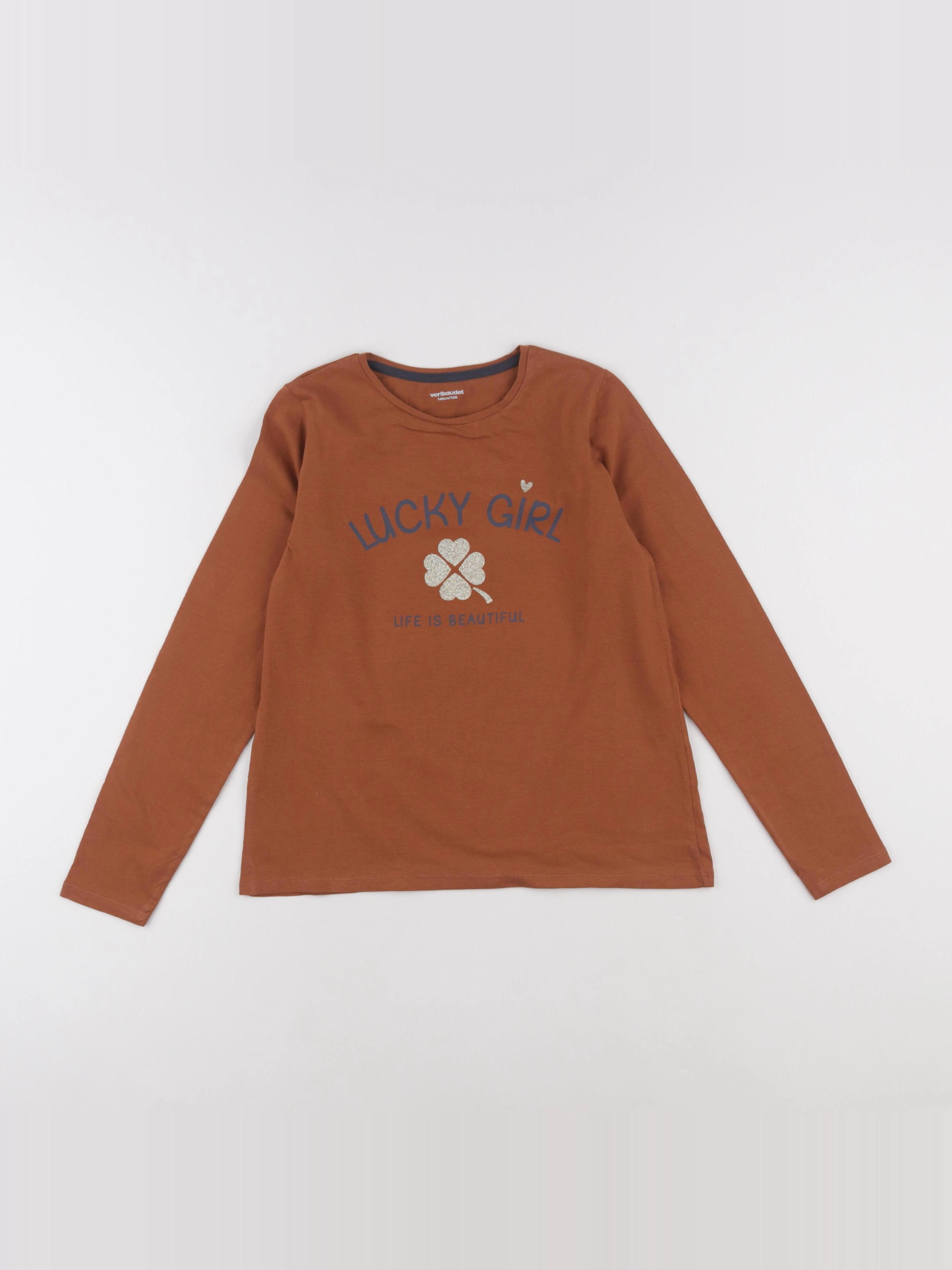 Vertbaudet - tee-shirt marron - 10 ans