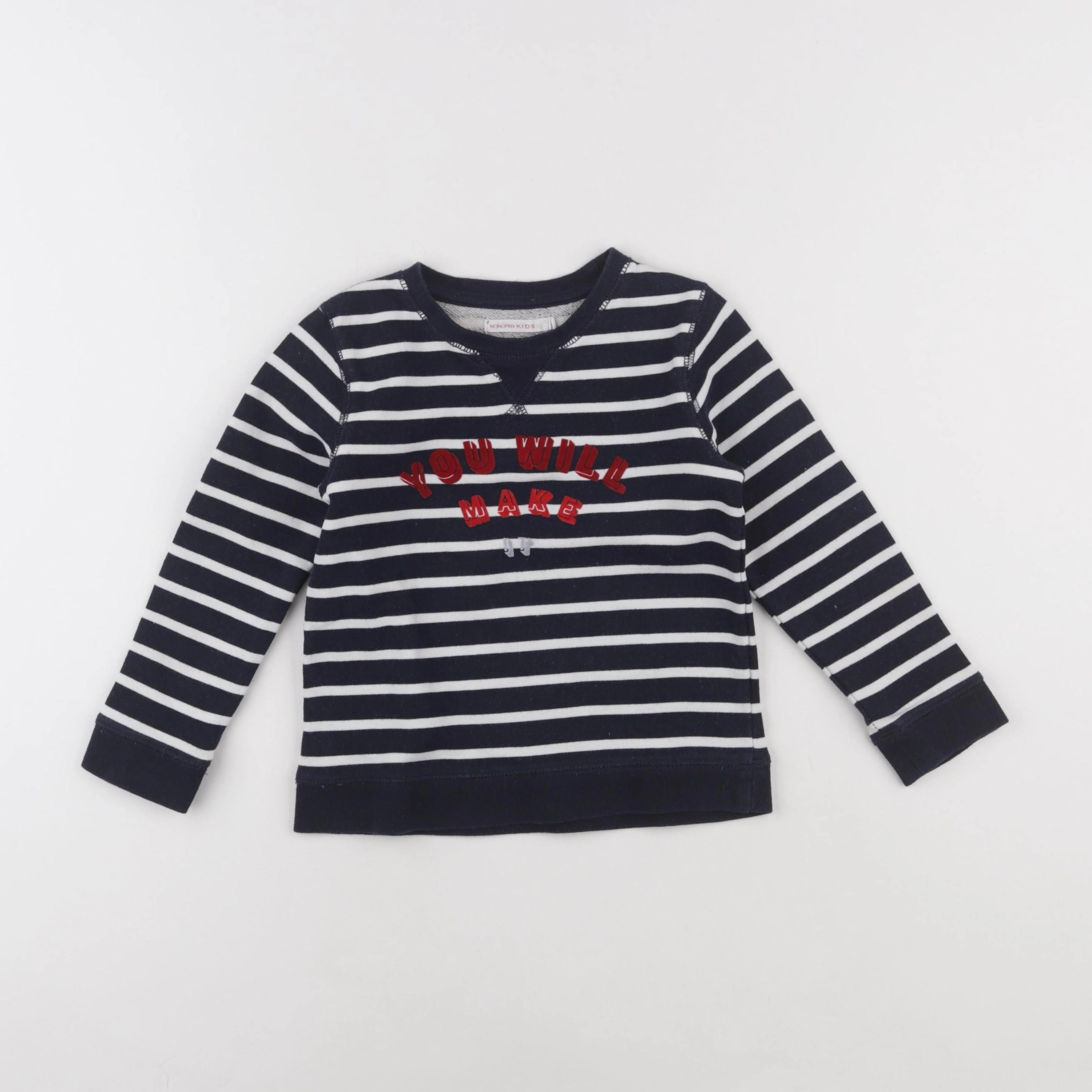 Monoprix - sweat blanc, bleu - 4 ans