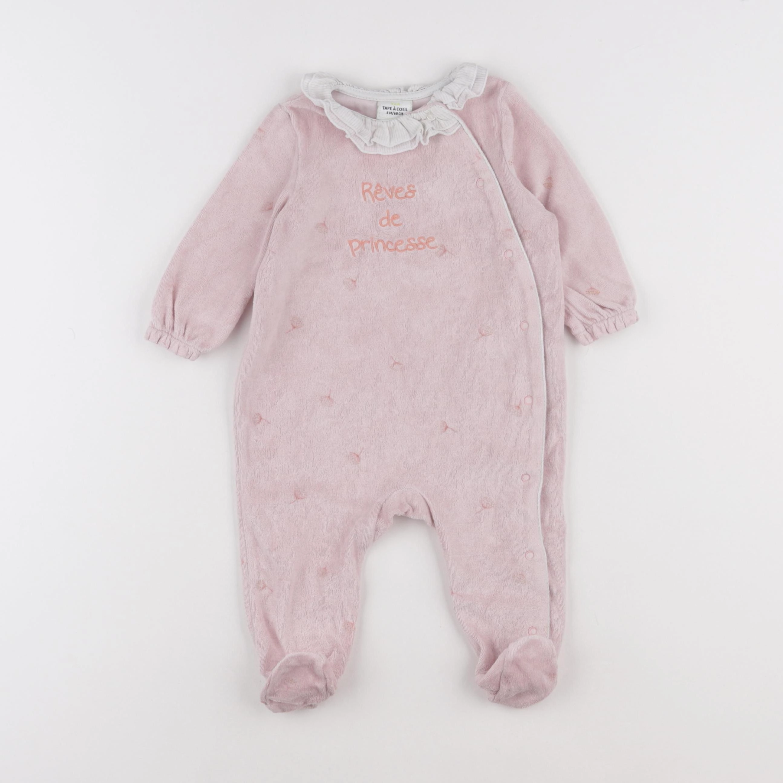 Tape à l'oeil - pyjama velours rose - 6 mois