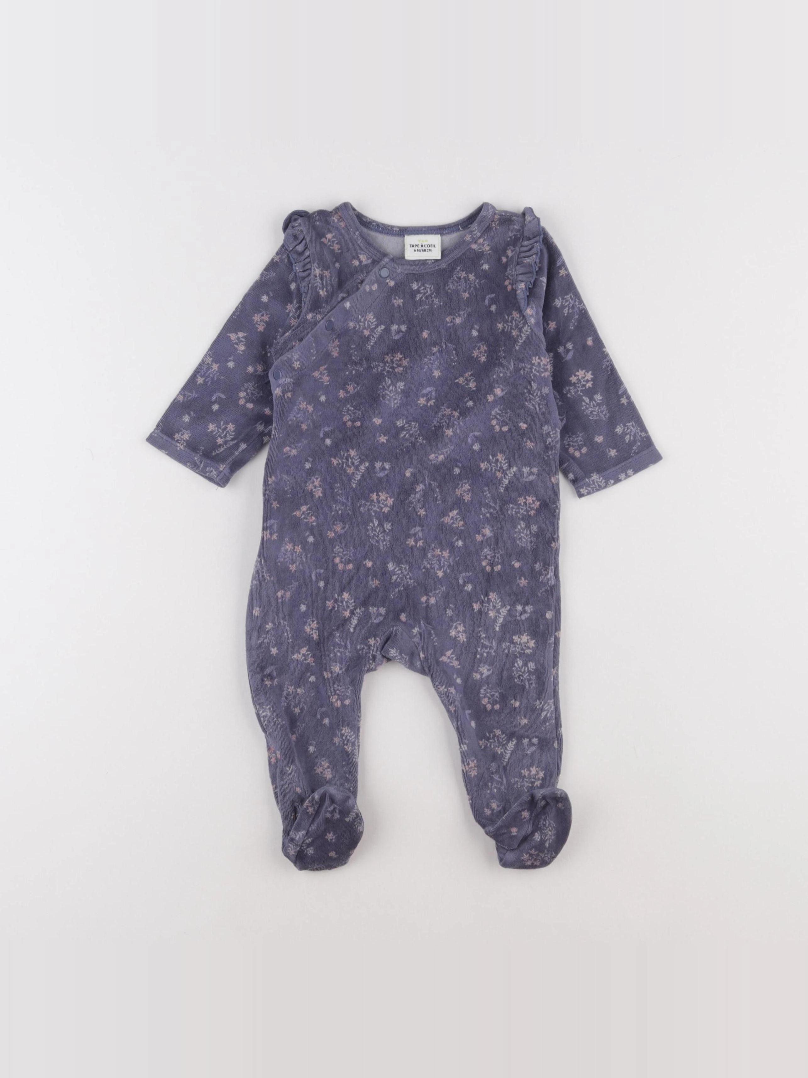 Tape à l'oeil - pyjama velours bleu - 6 mois
