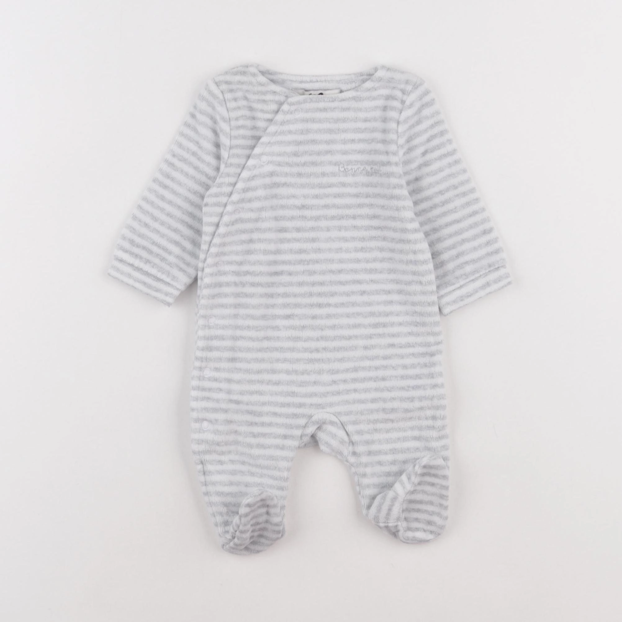 Cyrillus - pyjama velours blanc, gris - 1 mois