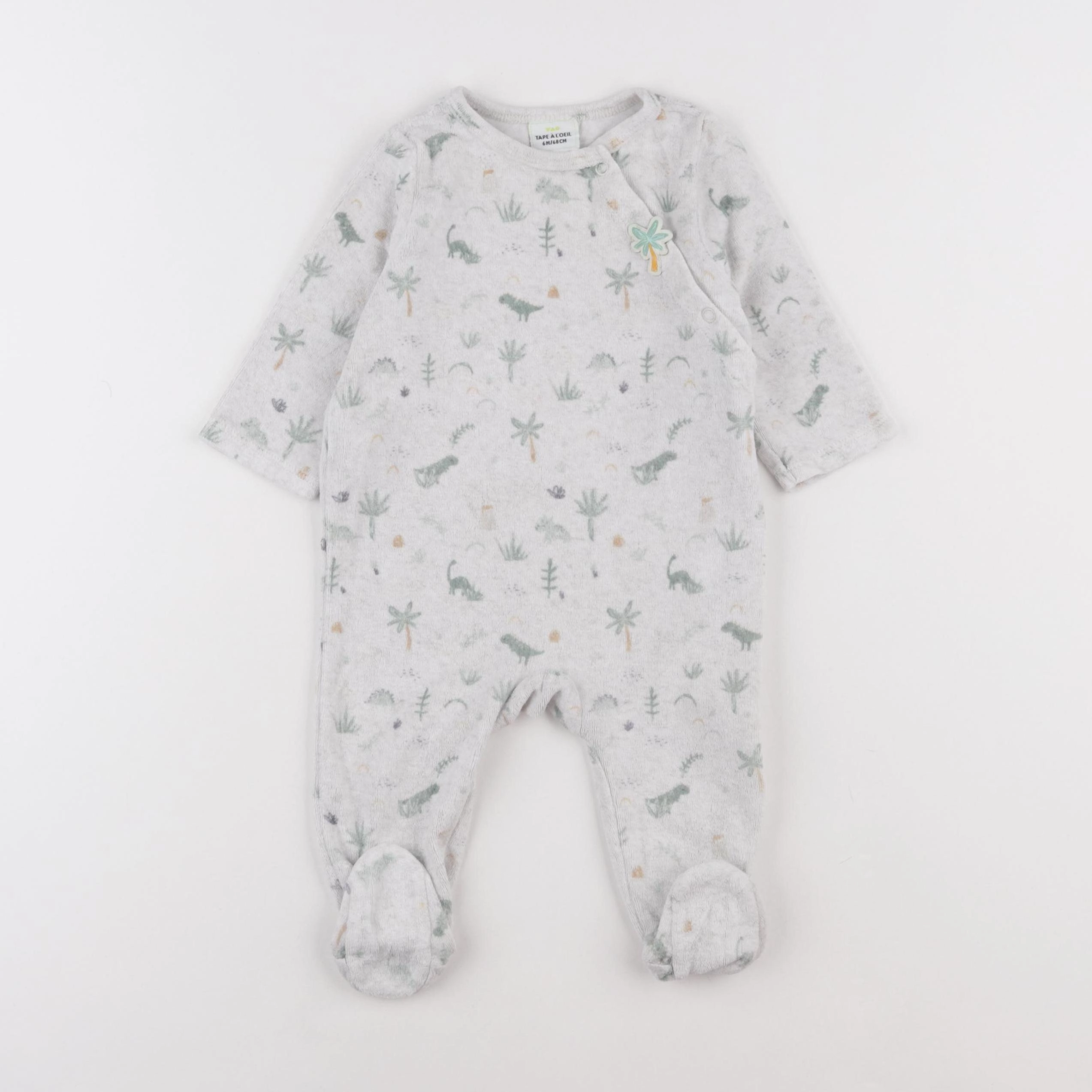 Tape à l'oeil - pyjama velours gris - 6 mois