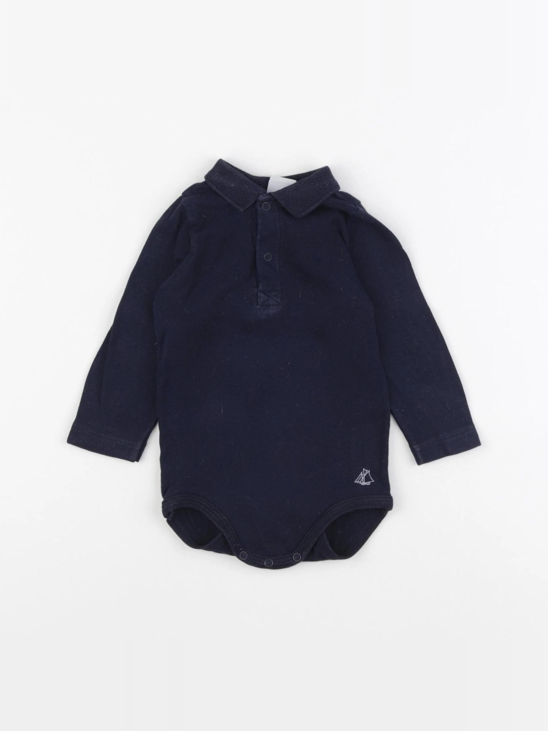 Petit Bateau - body à col bleu - 6 mois