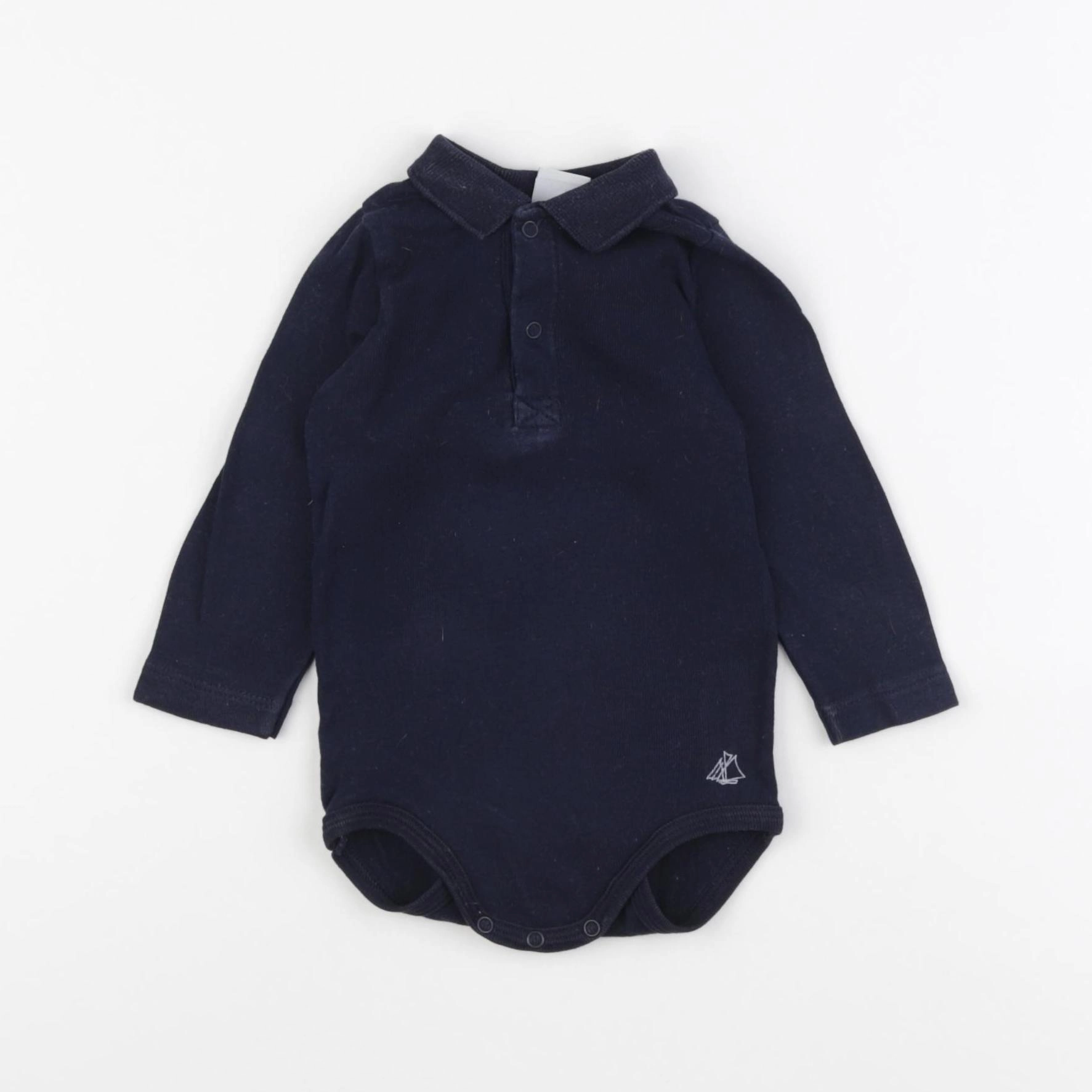 Petit Bateau - body à col bleu - 6 mois