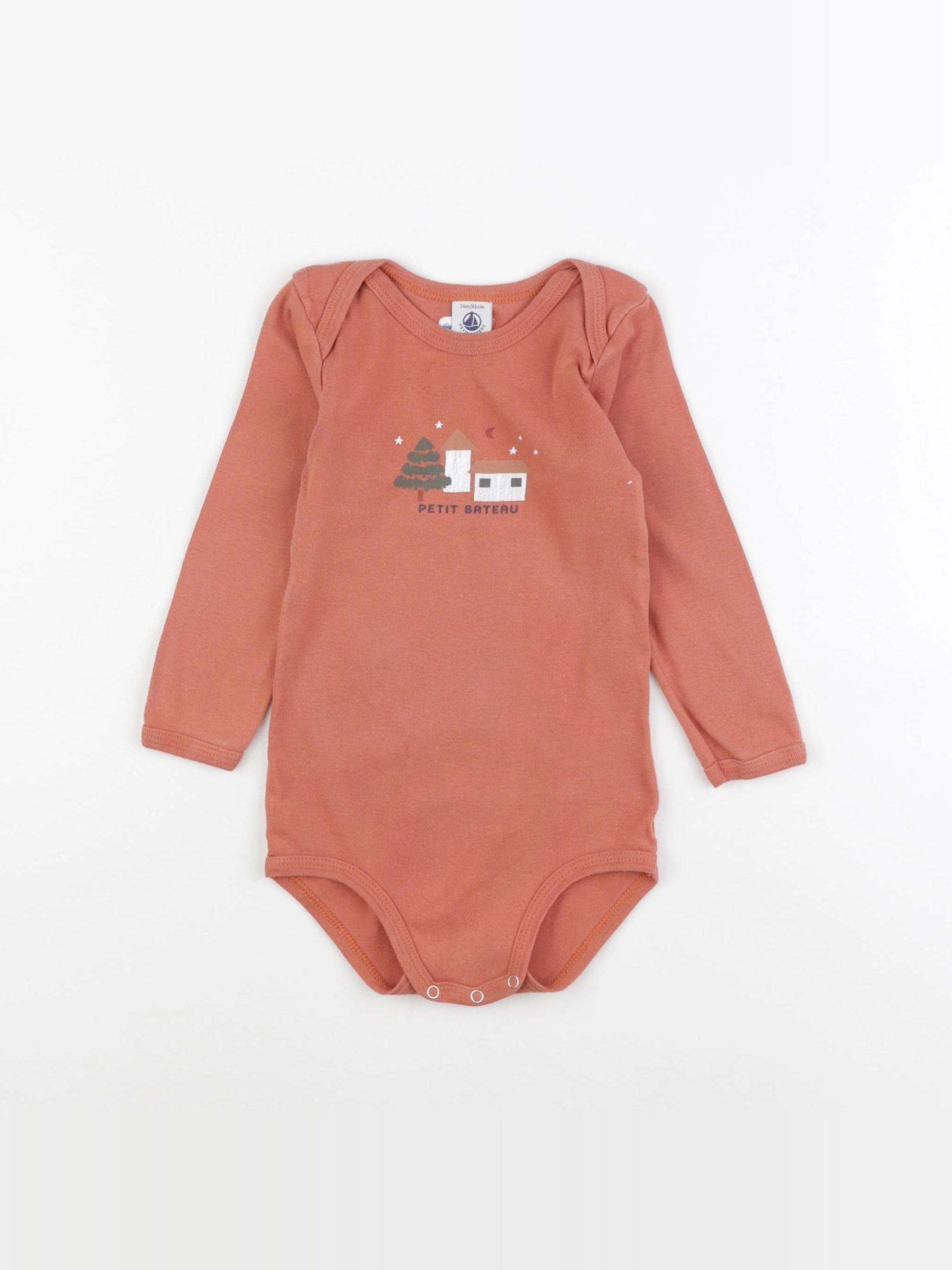 Petit Bateau - body orange - 24 mois