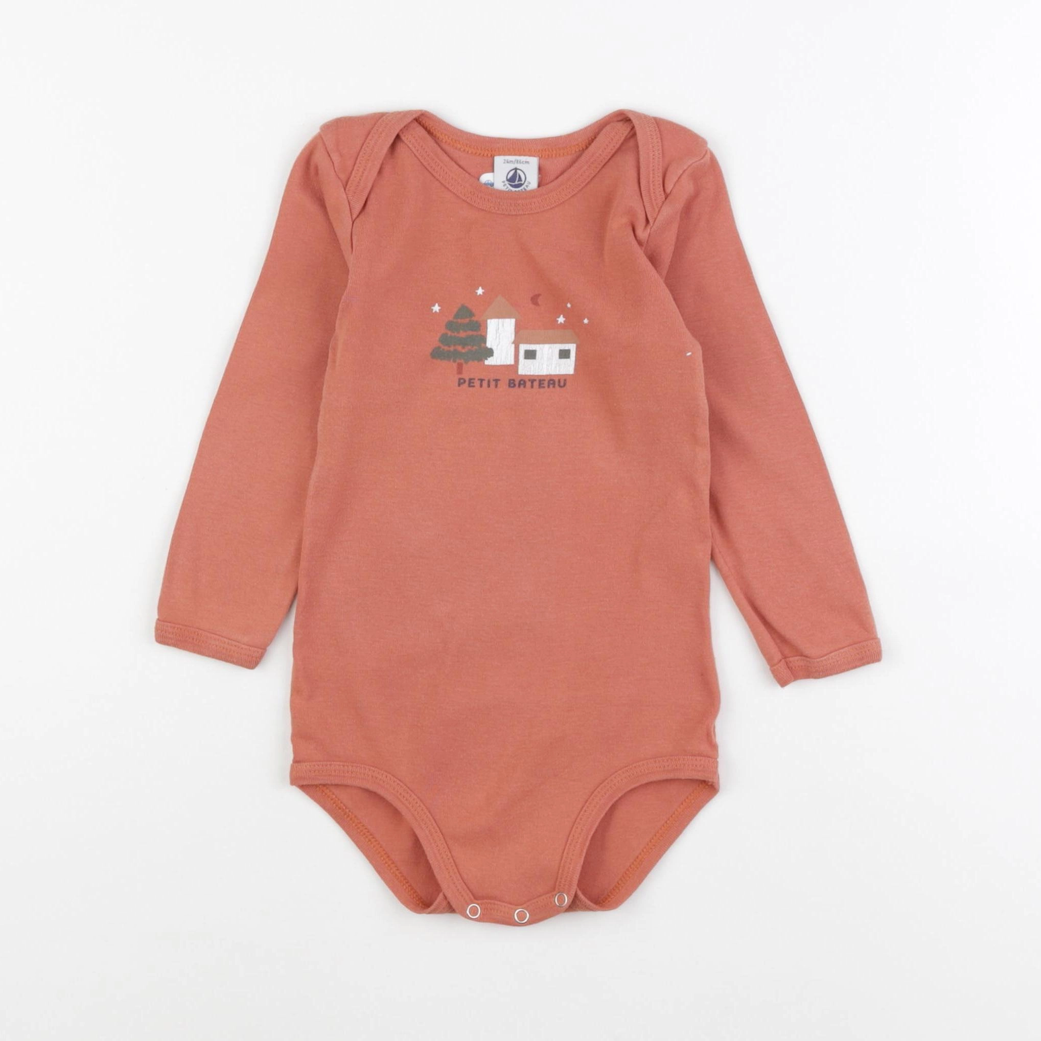 Petit Bateau - body orange - 24 mois