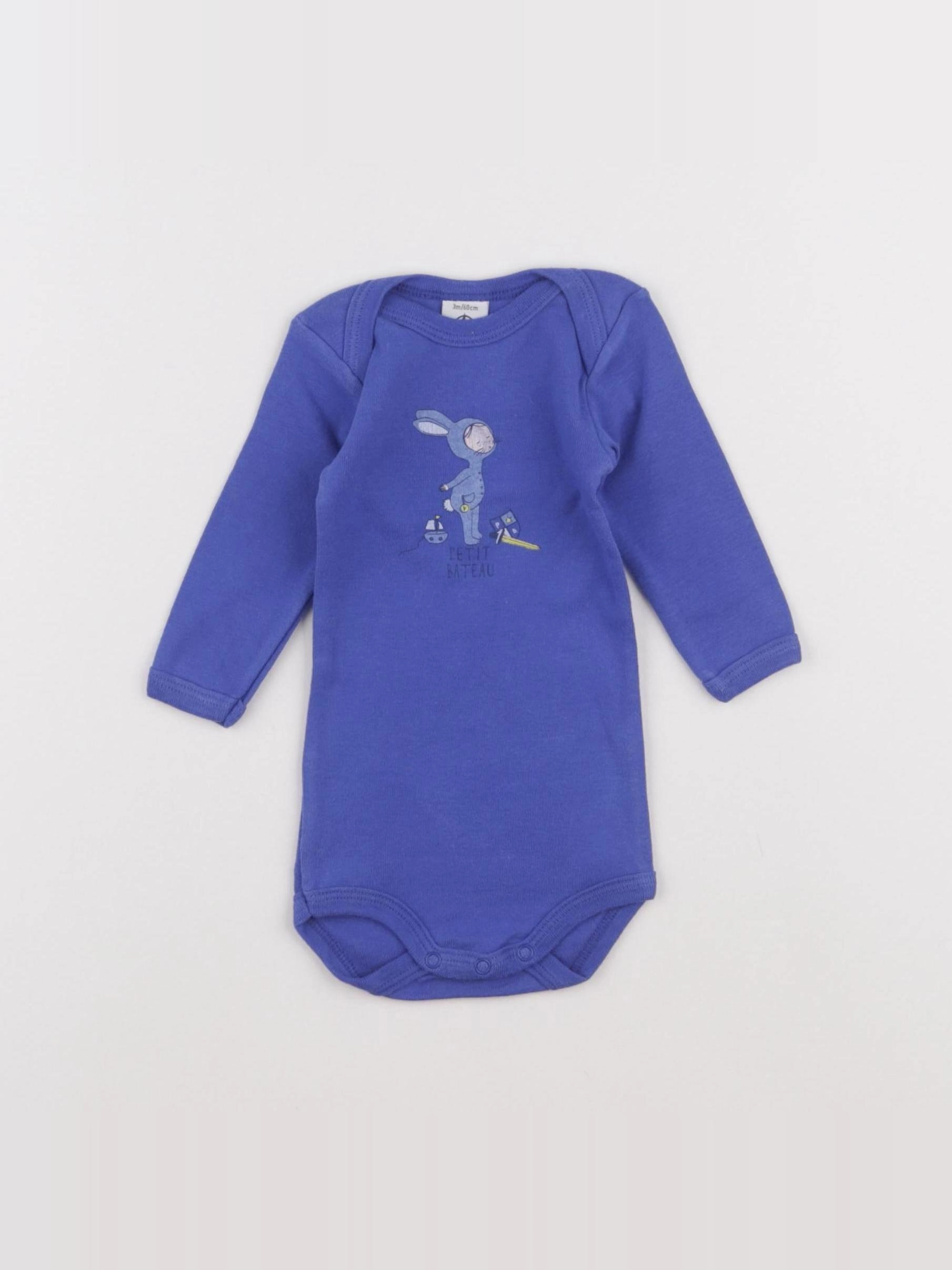 Petit Bateau - body bleu - 3 mois