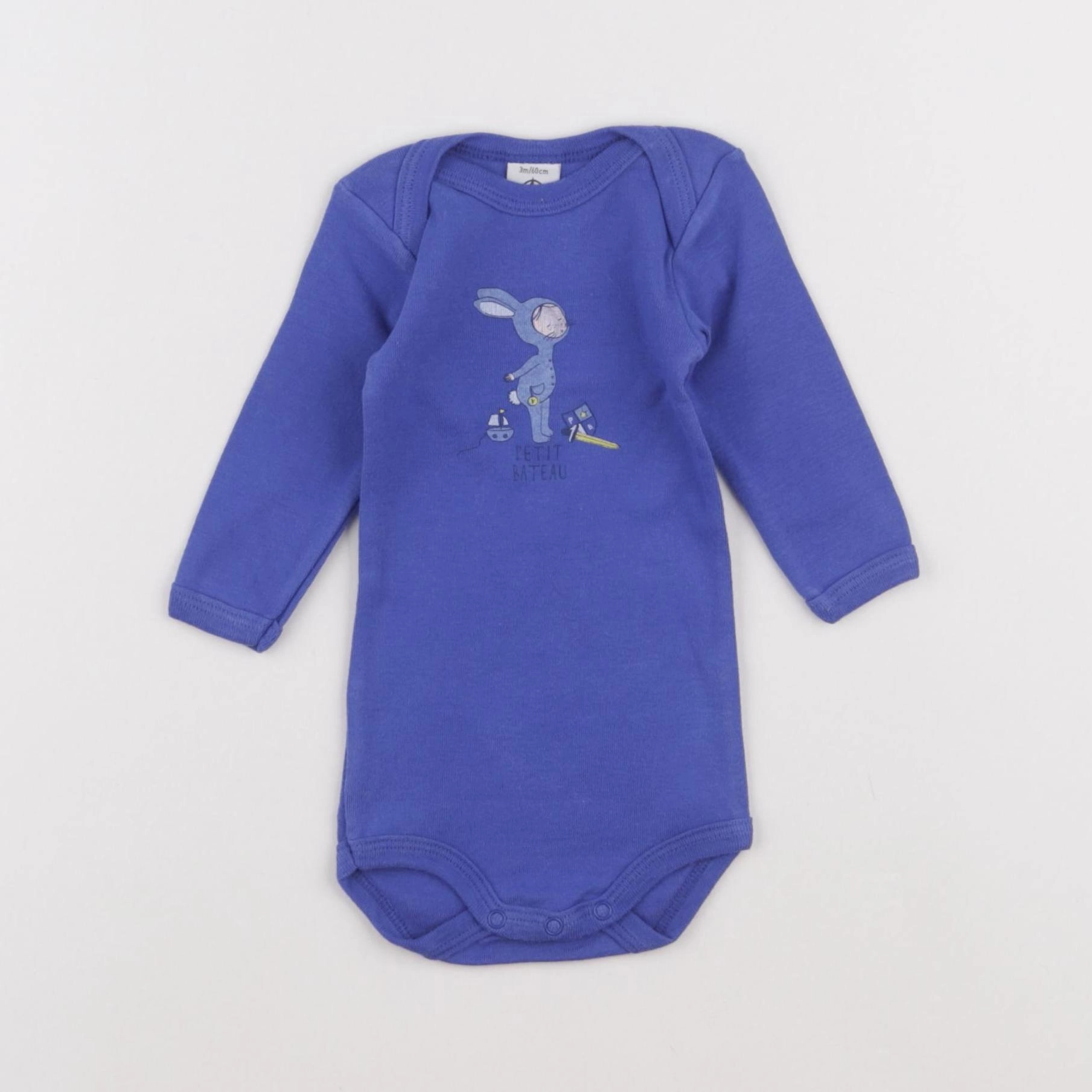 Petit Bateau - body bleu - 3 mois