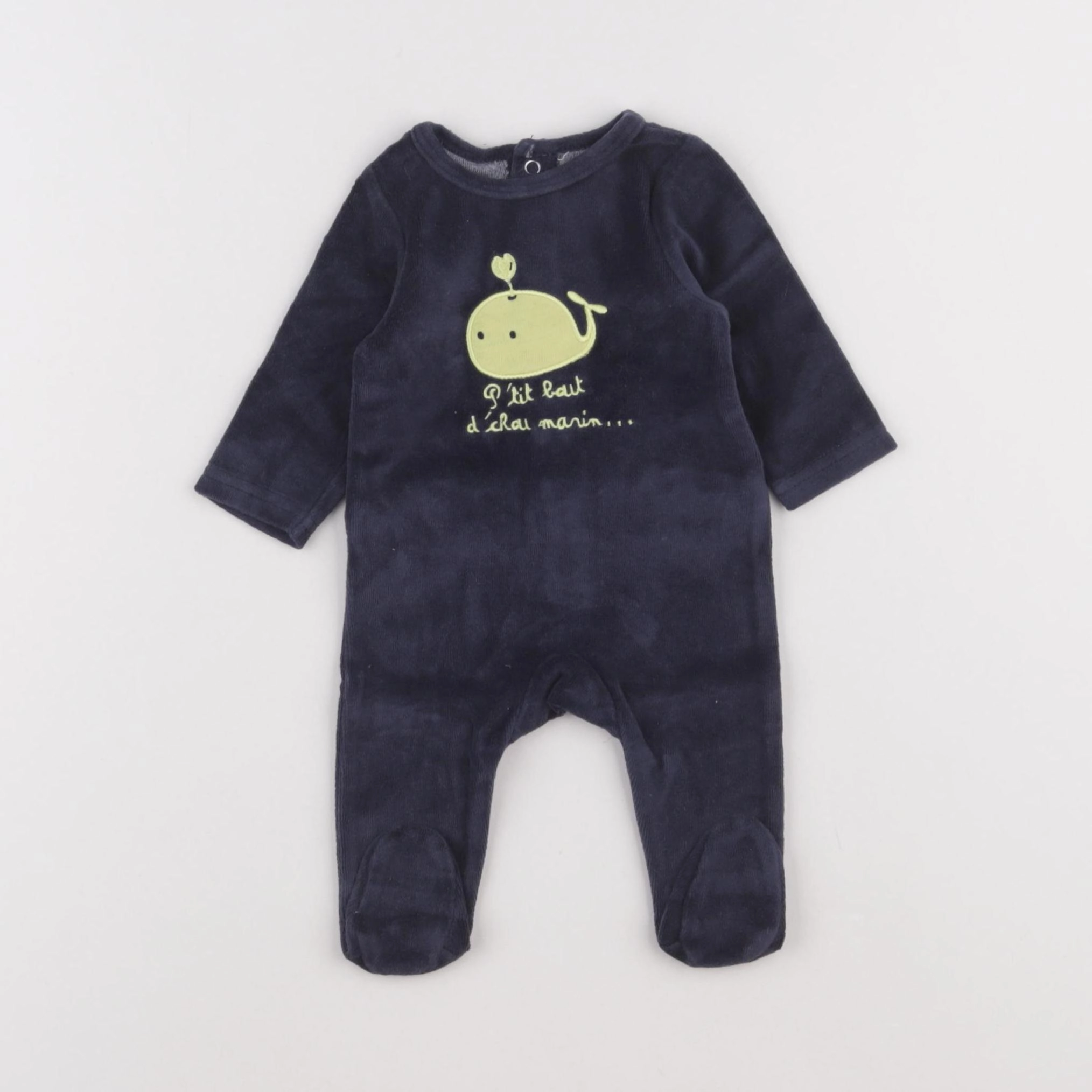 Tape à l'oeil - pyjama velours bleu - 0 mois