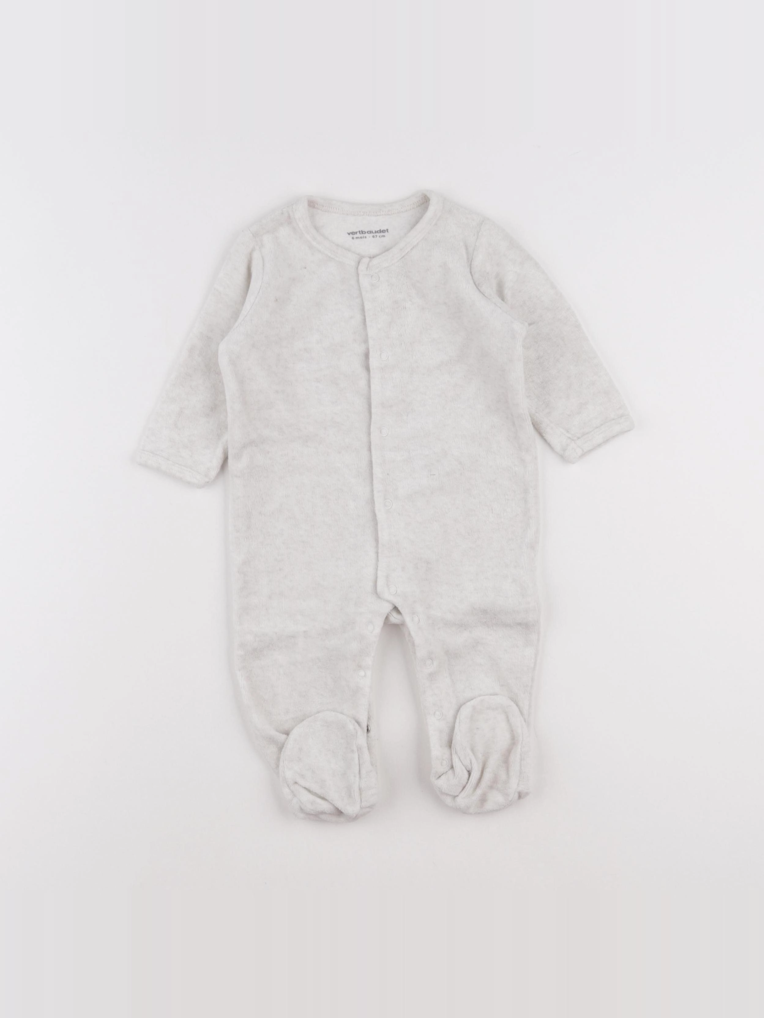 Vertbaudet - pyjama velours beige - 6 mois