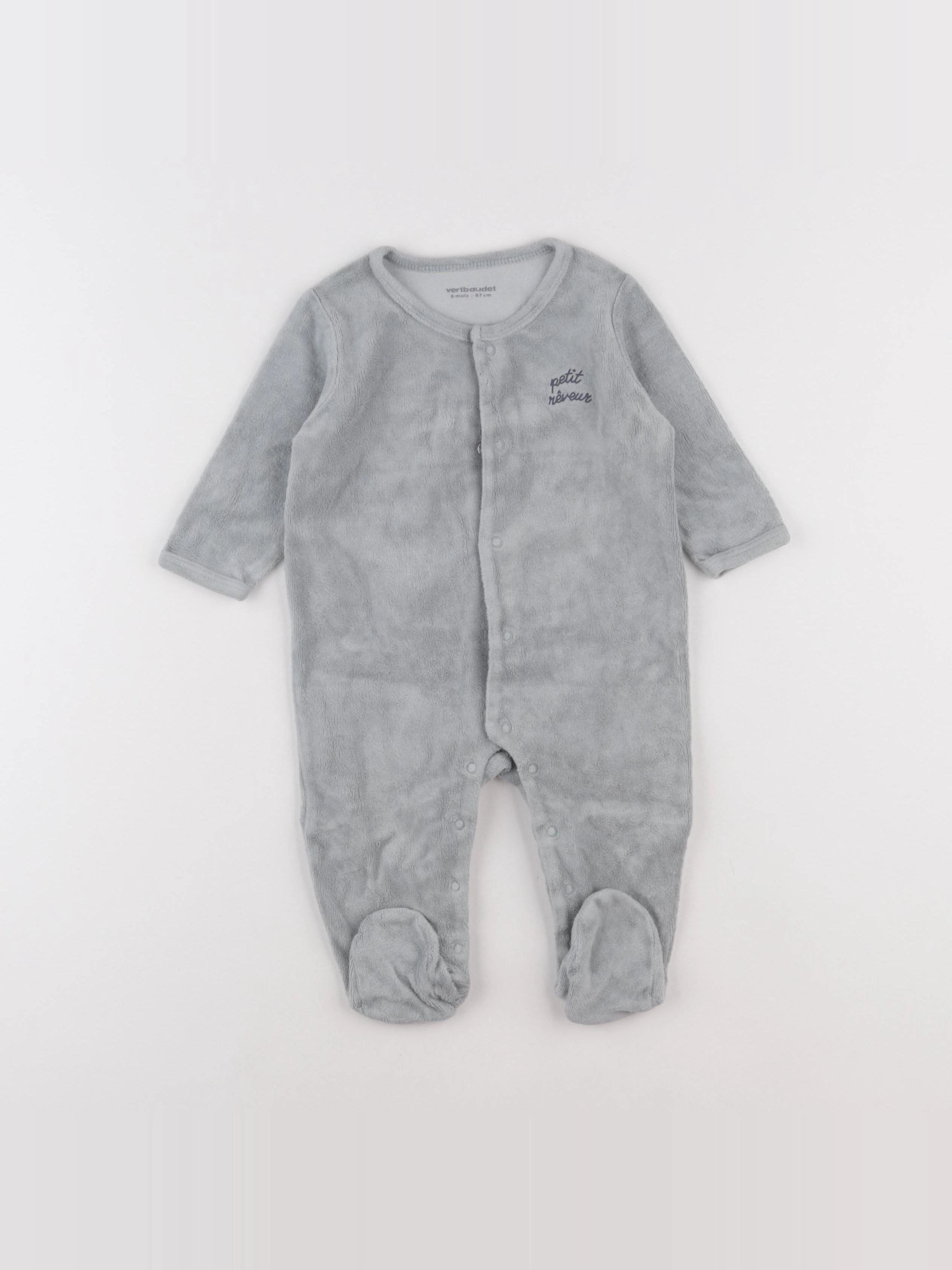 Vertbaudet - pyjama velours vert - 6 mois