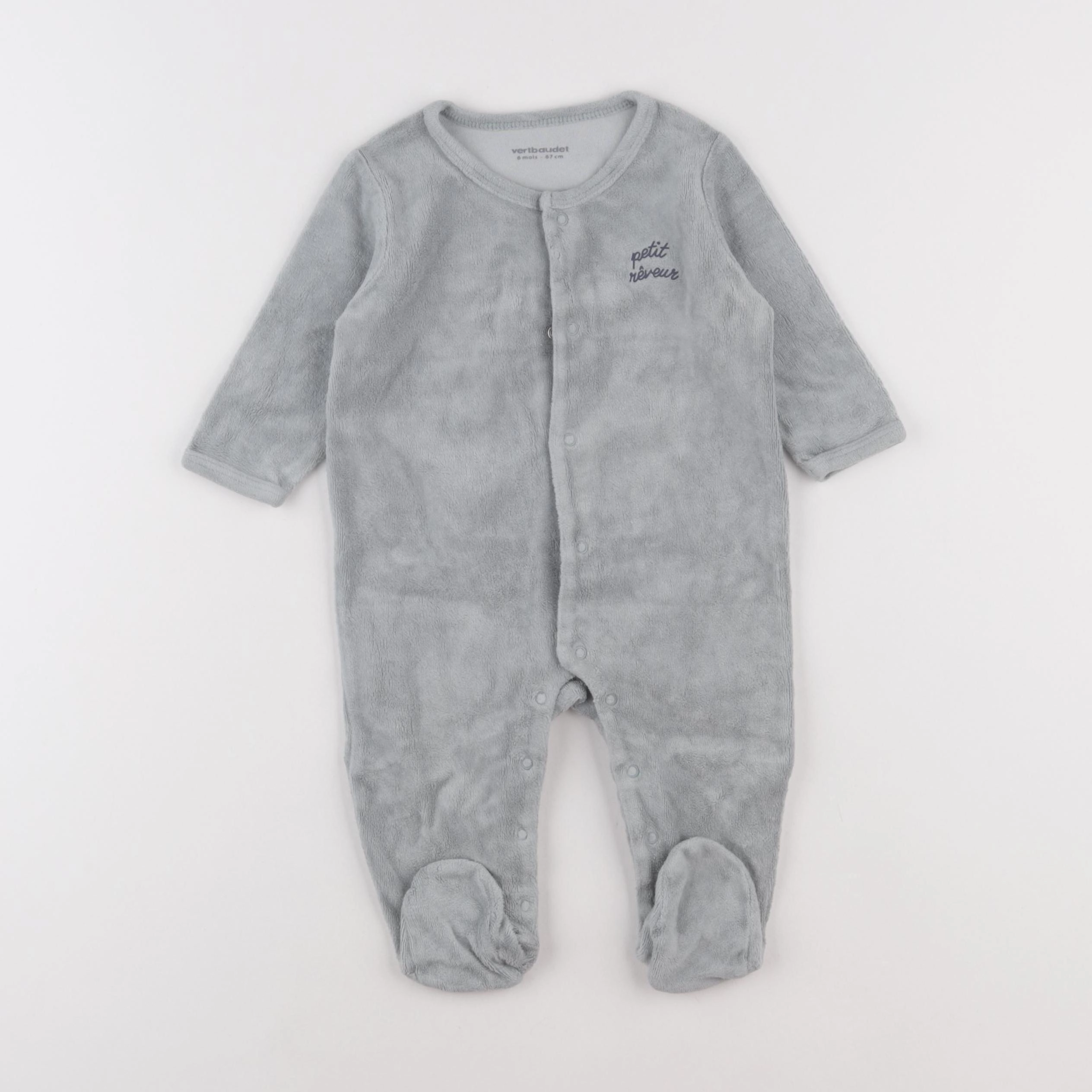 Vertbaudet - pyjama velours vert - 6 mois