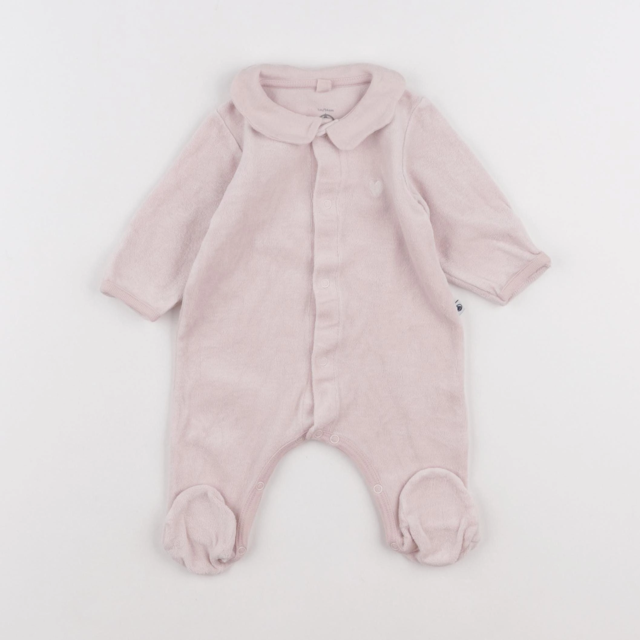 Petit Bateau - pyjama velours rose - 1 mois
