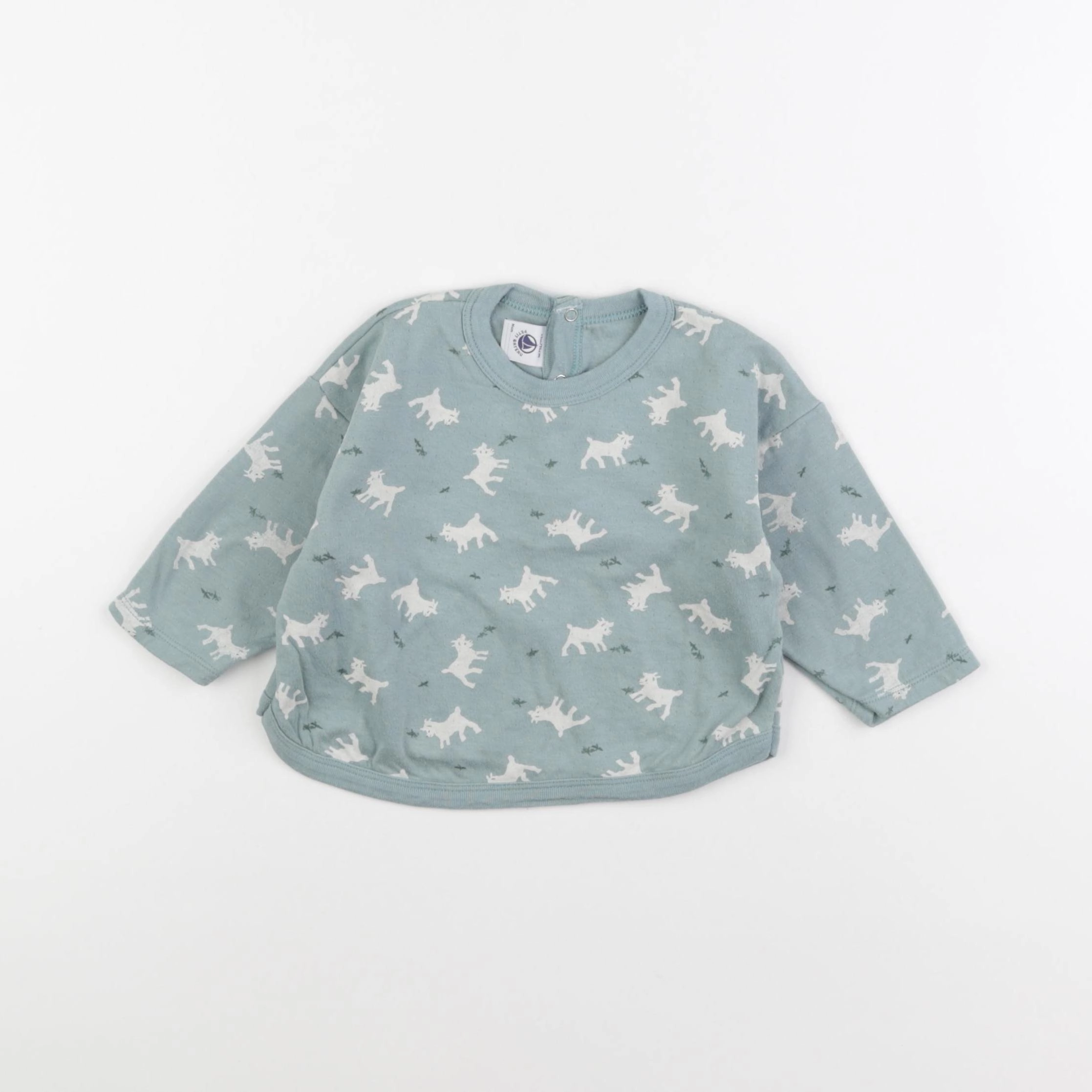 Petit Bateau - tee-shirt bleu - 12 mois