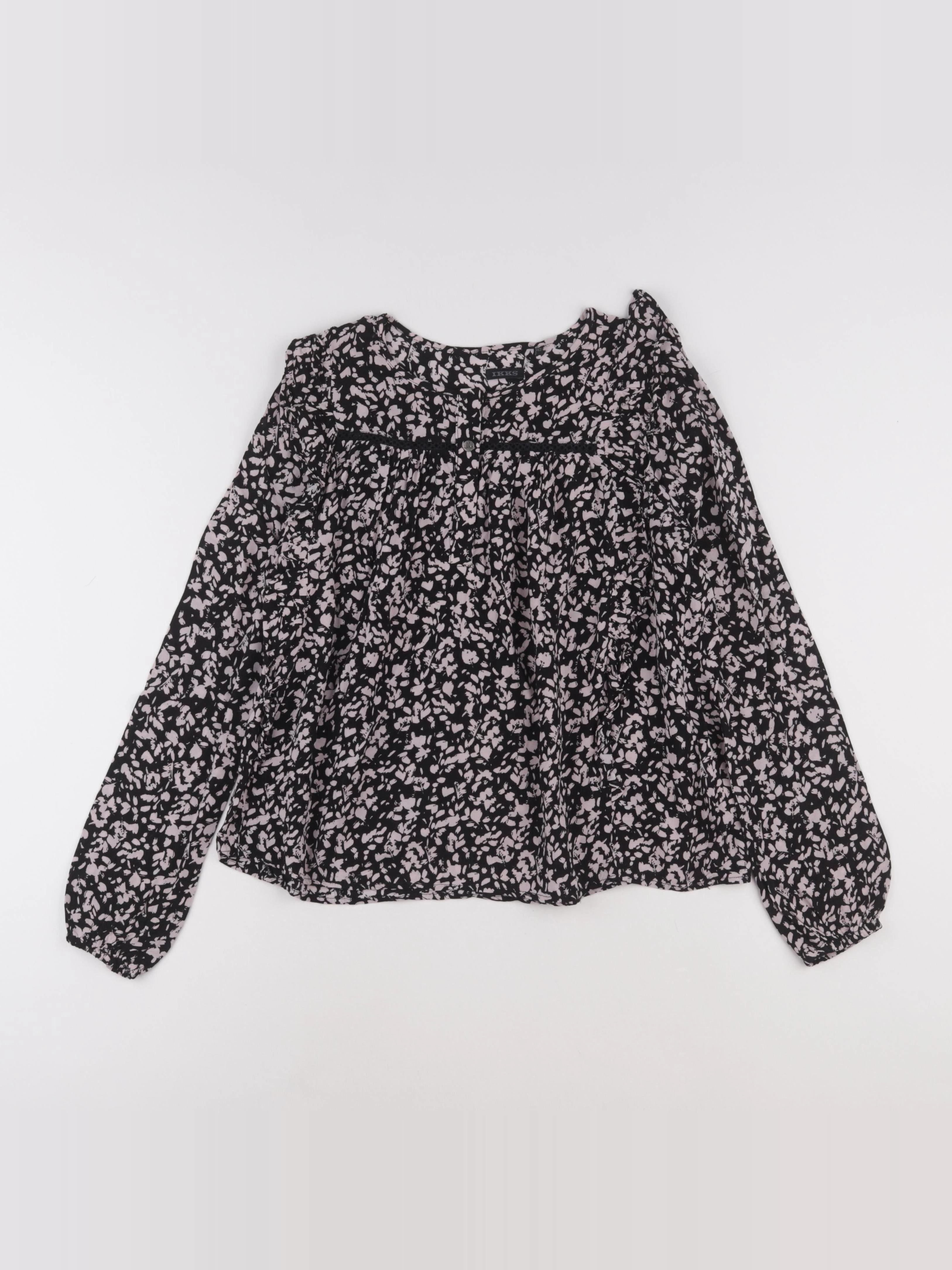 IKKS - blouse noir, rose - 12 ans