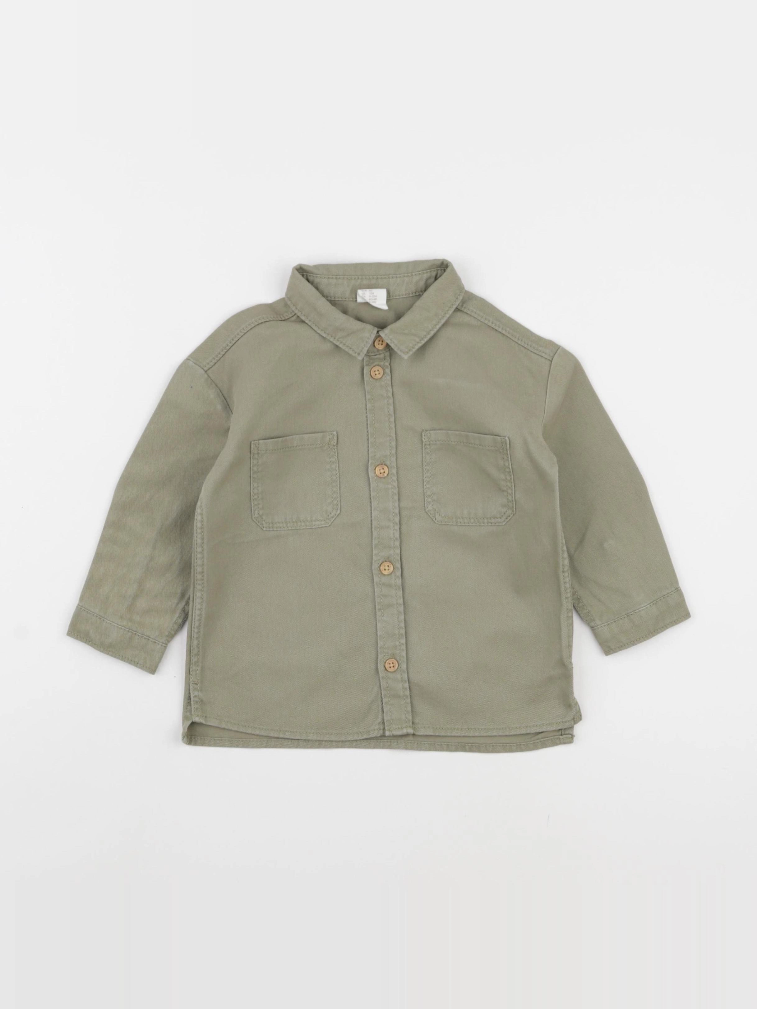 H&M - chemise vert - 9/12 mois