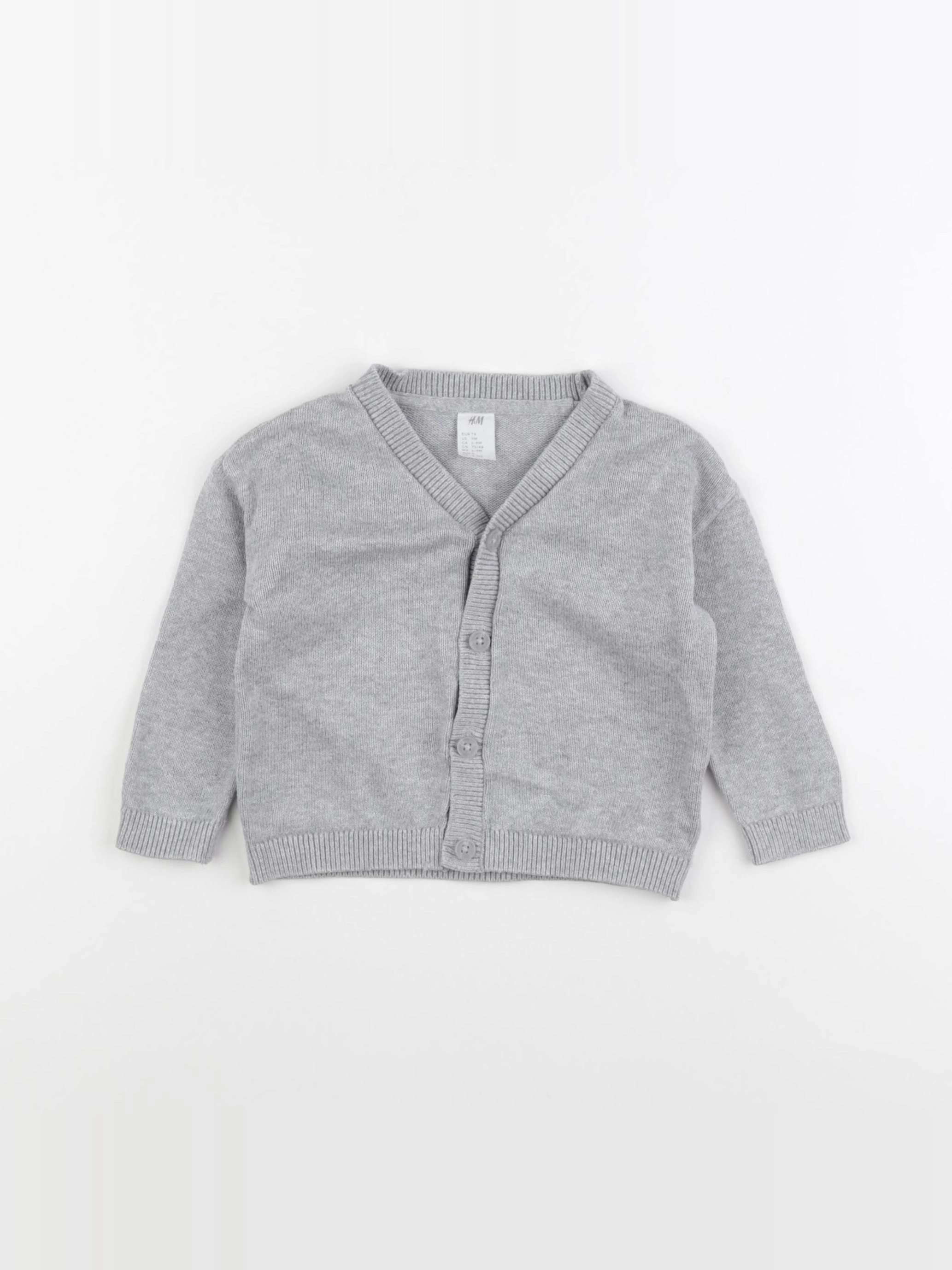 H&M - gilet gris - 6/9 mois