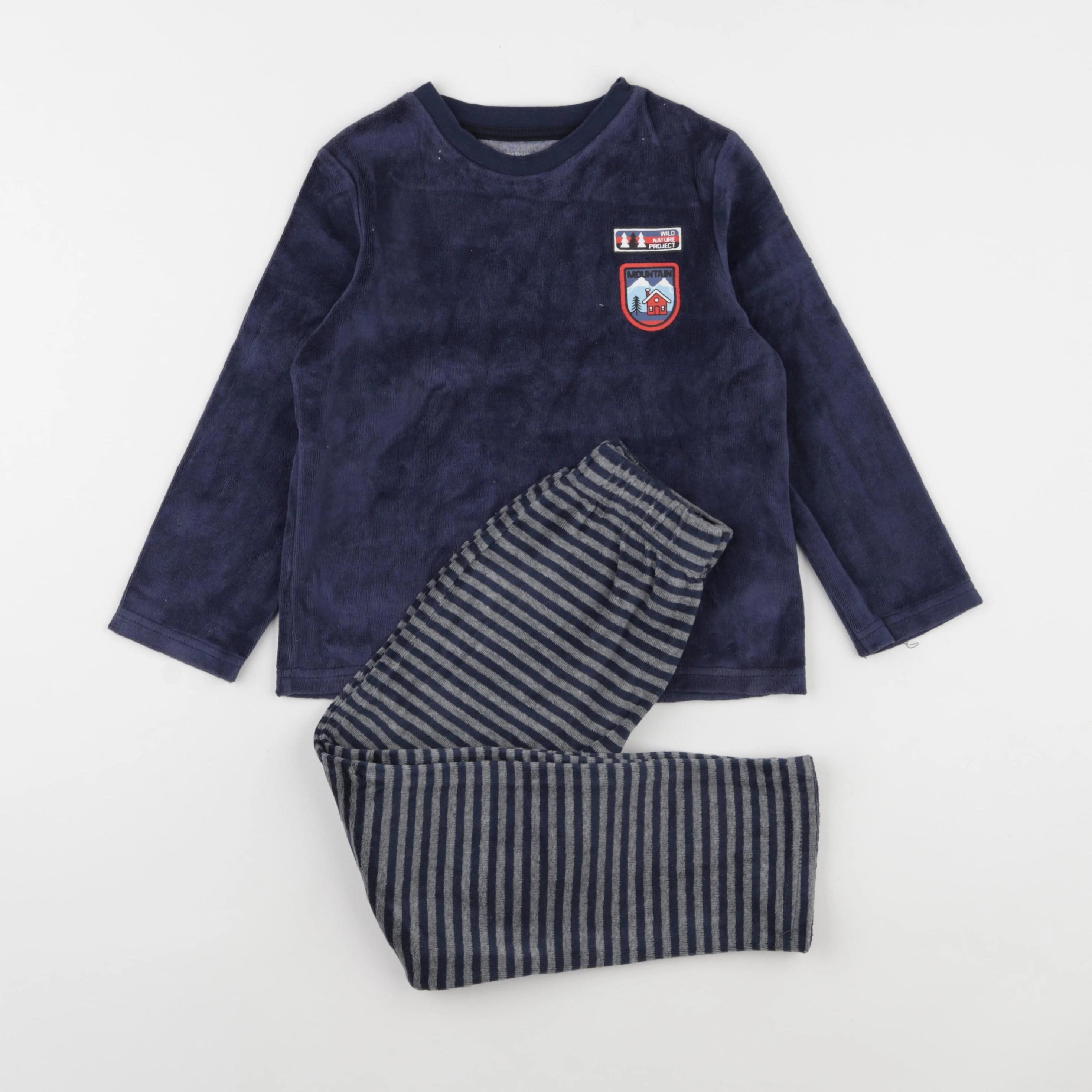 Vertbaudet - pyjama velours bleu - 6 ans