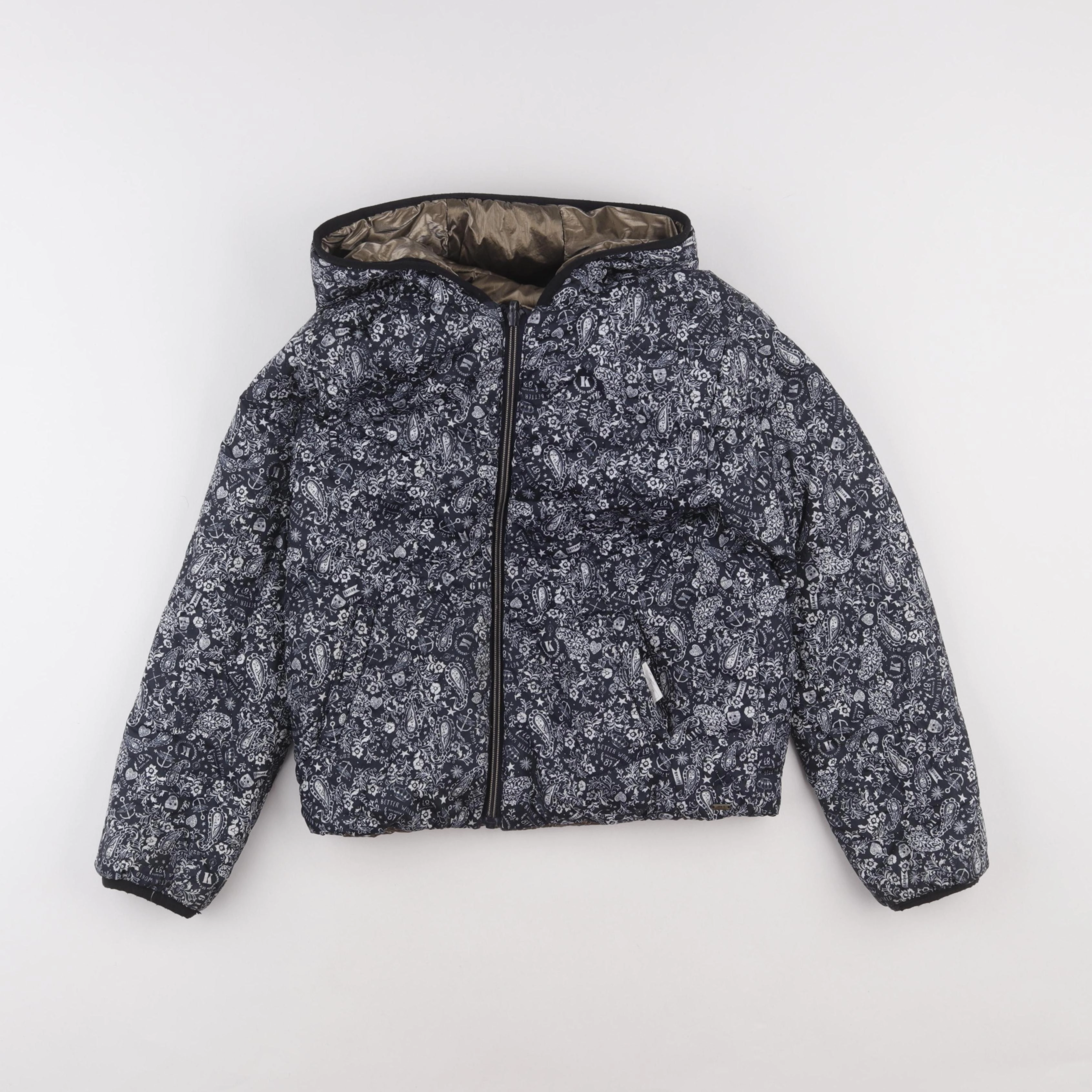 IKKS - doudoune réversible bleu, blanc - 10 ans
