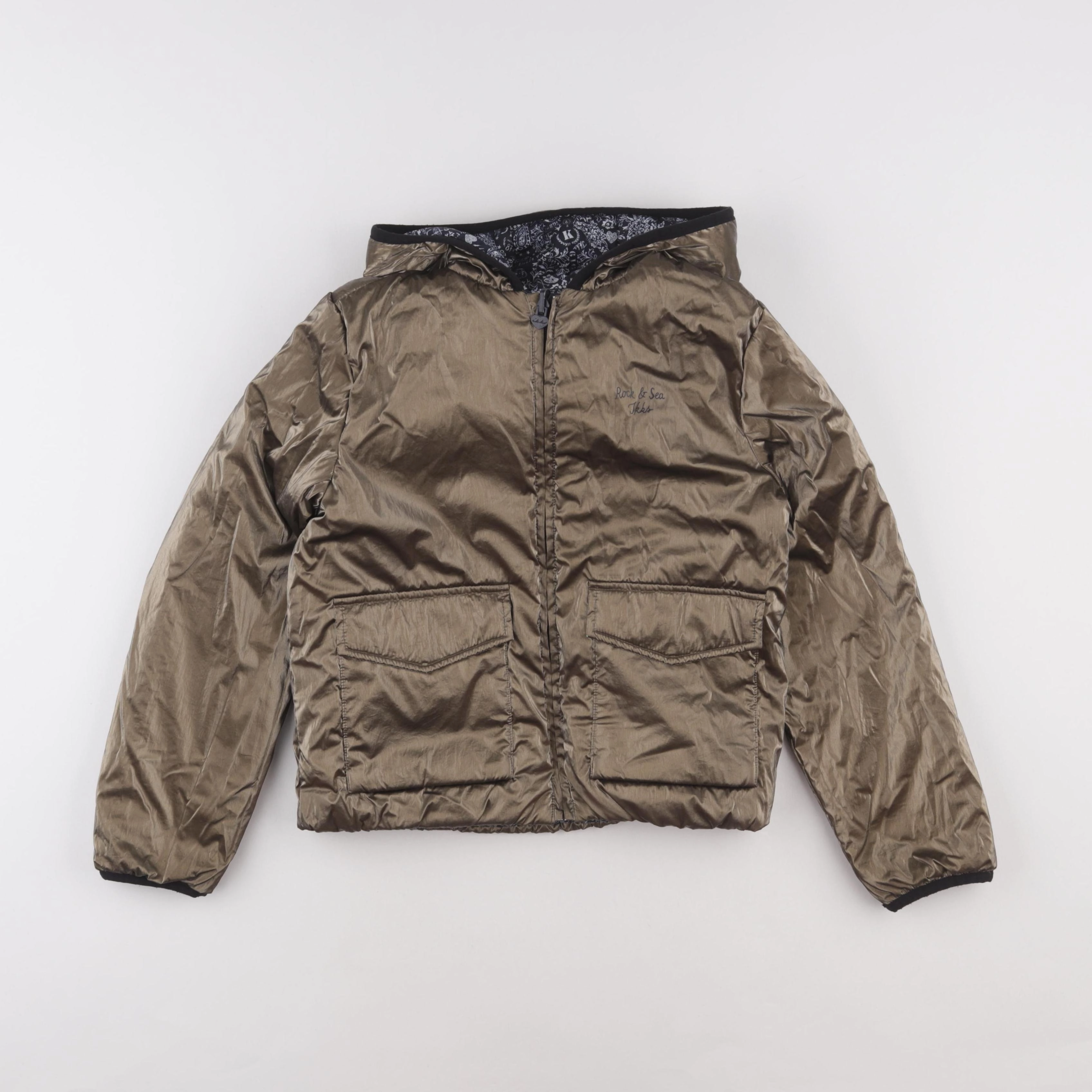 IKKS - doudoune réversible bleu, blanc - 10 ans