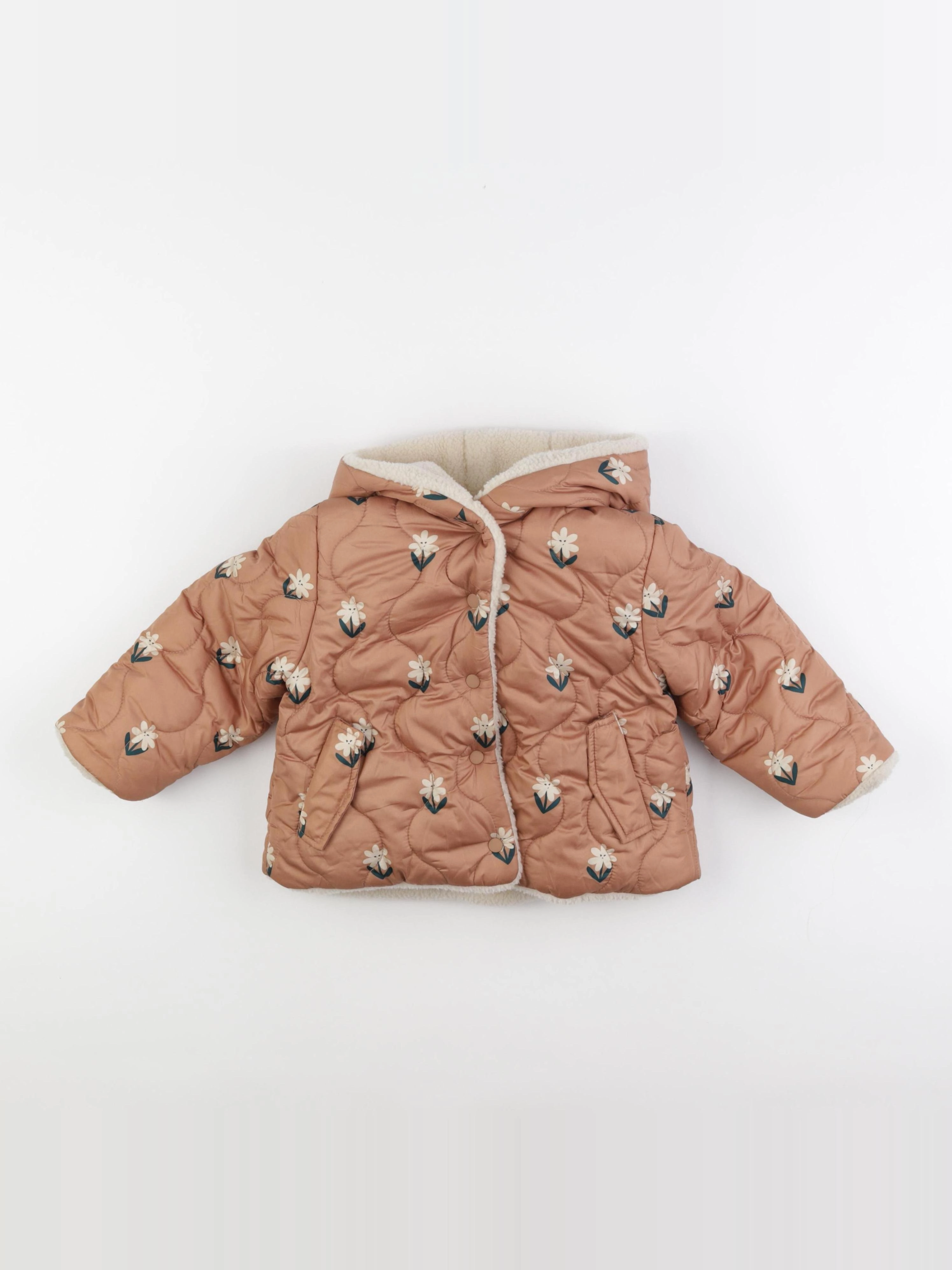 Vertbaudet - doudoune réversible marron - 4 ans