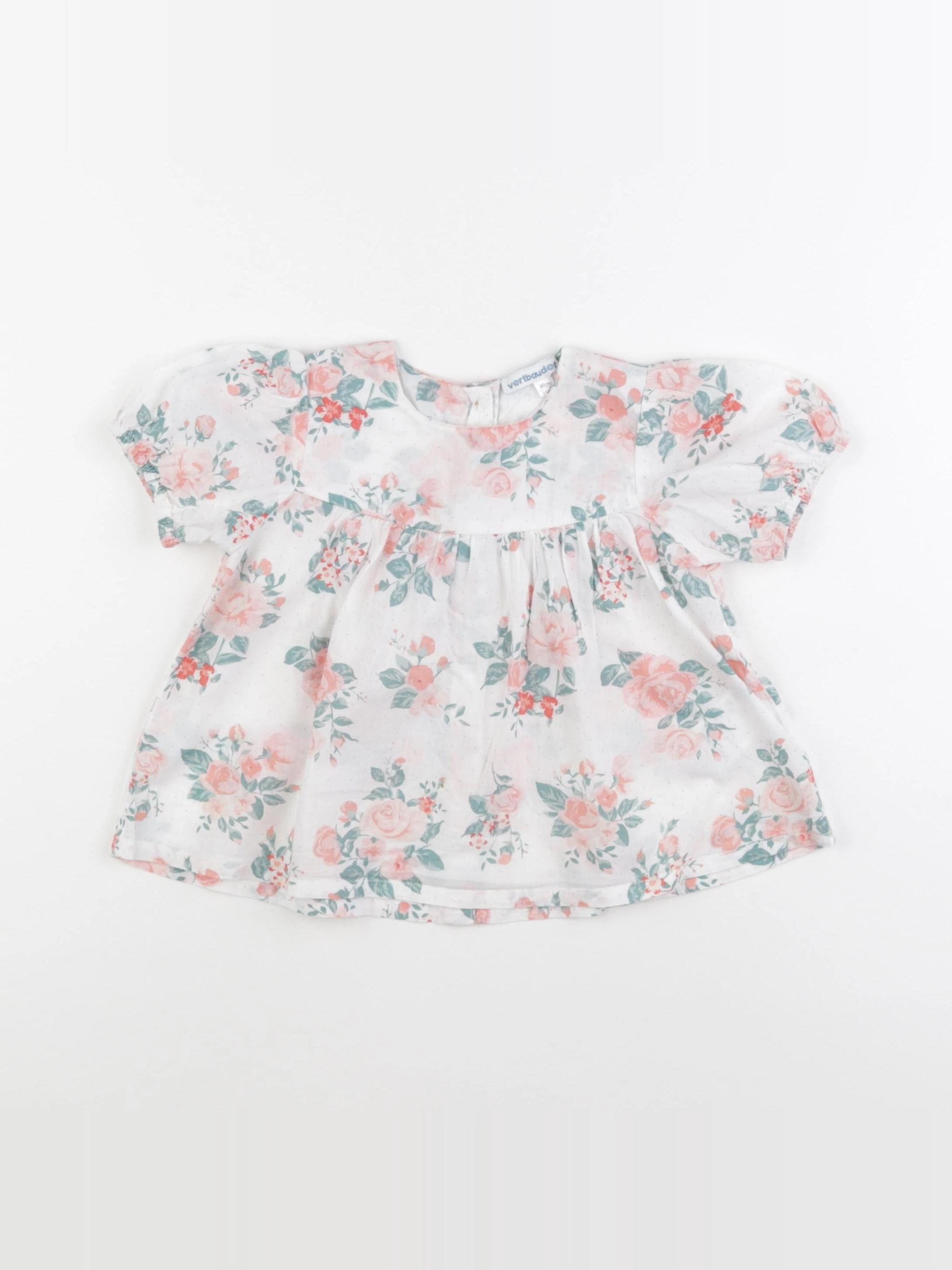 Vertbaudet - blouse blanc, rose - 2 ans