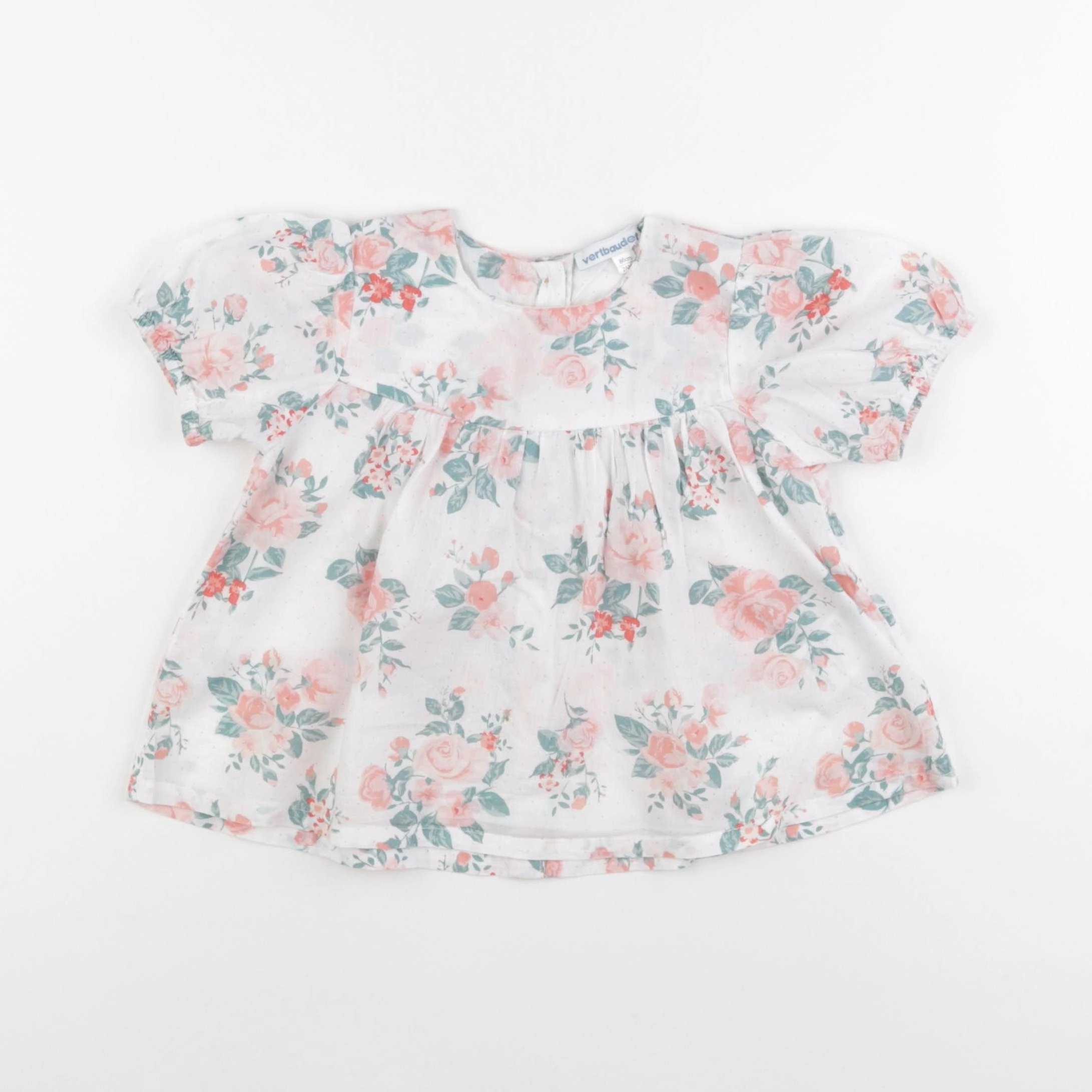 Vertbaudet - blouse blanc, rose - 2 ans