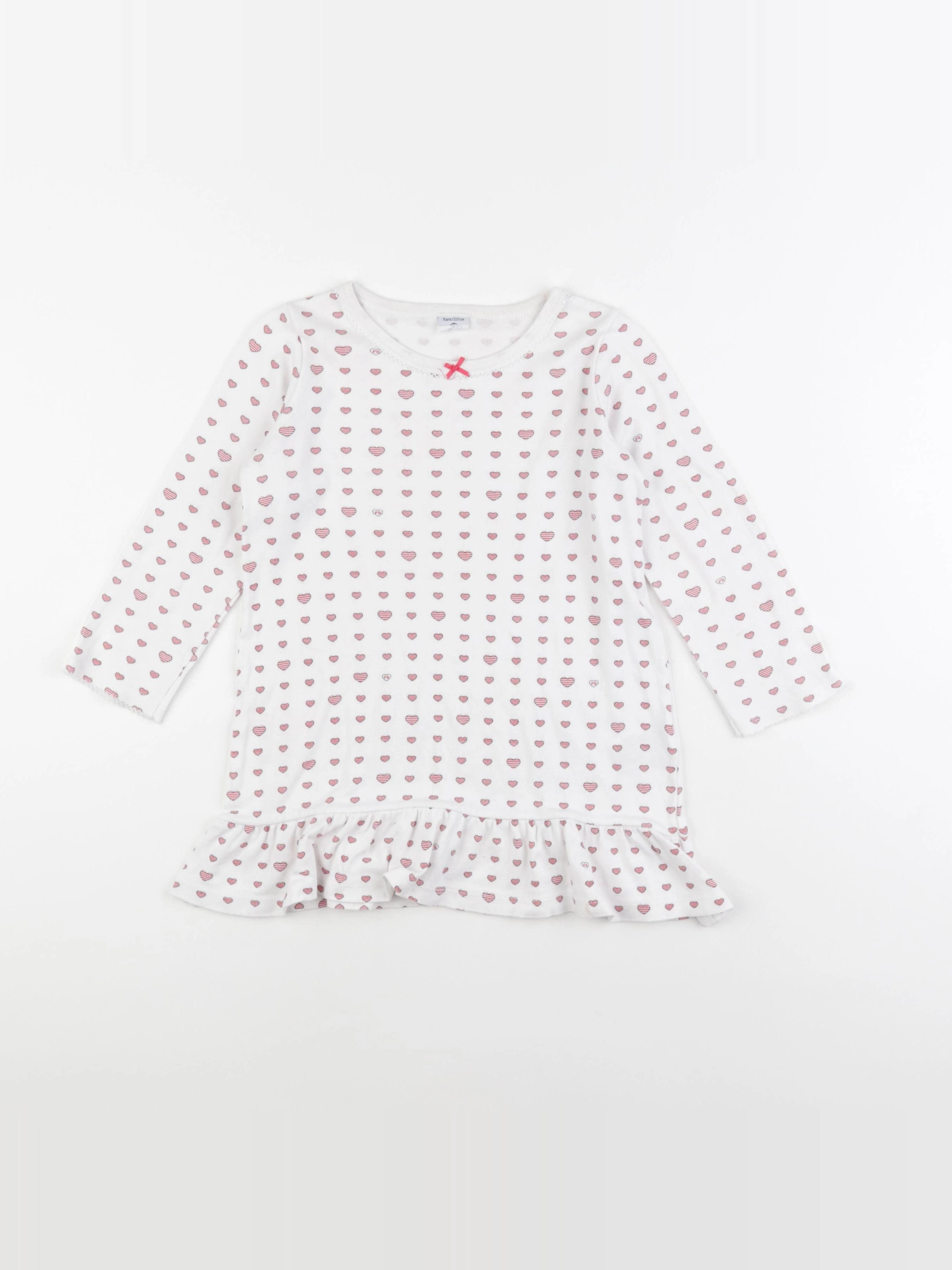 Petit Bateau - chemise de nuit coton blanc - 5 ans