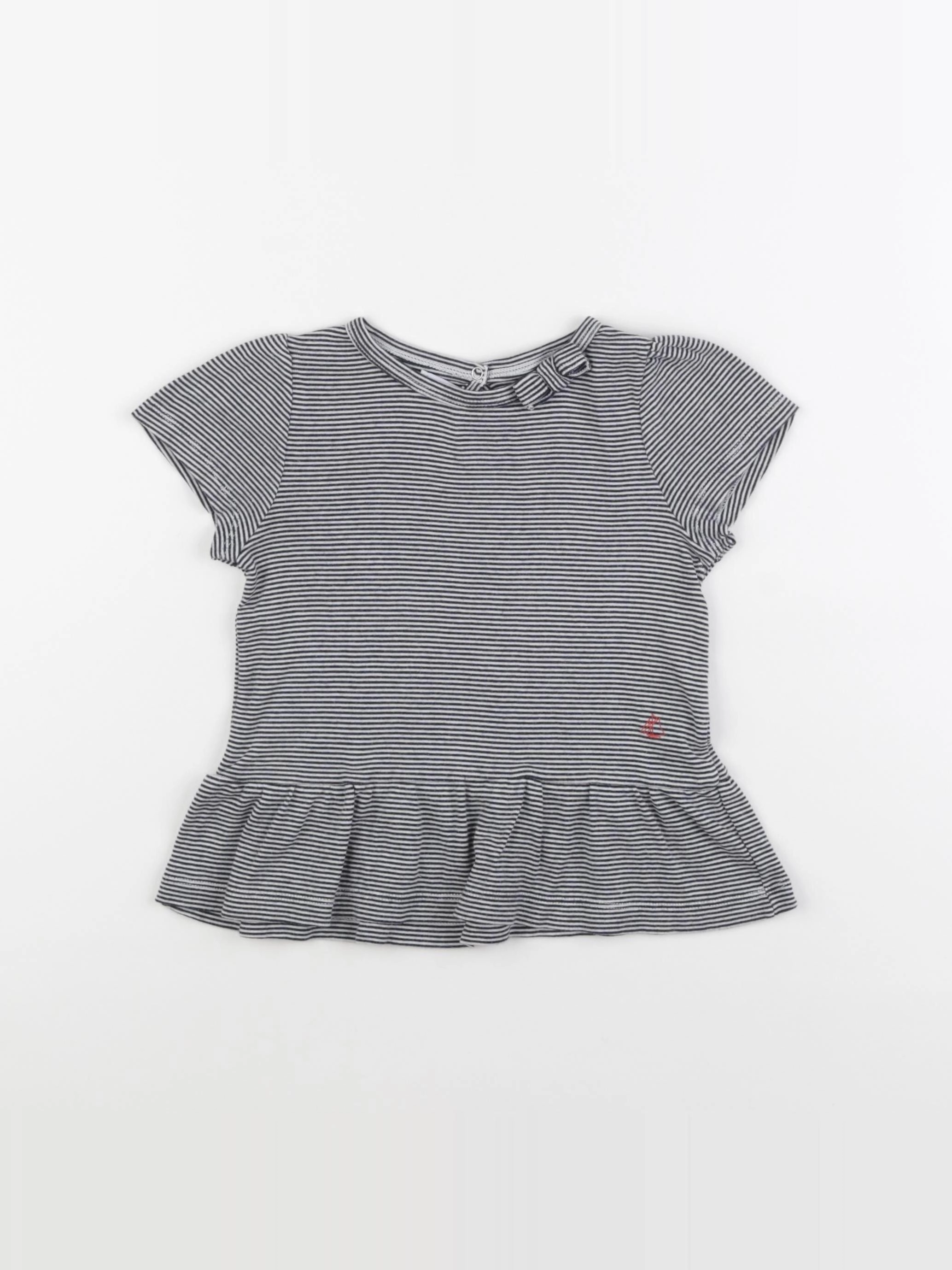 Petit Bateau - tee-shirt blanc, bleu - 5 ans