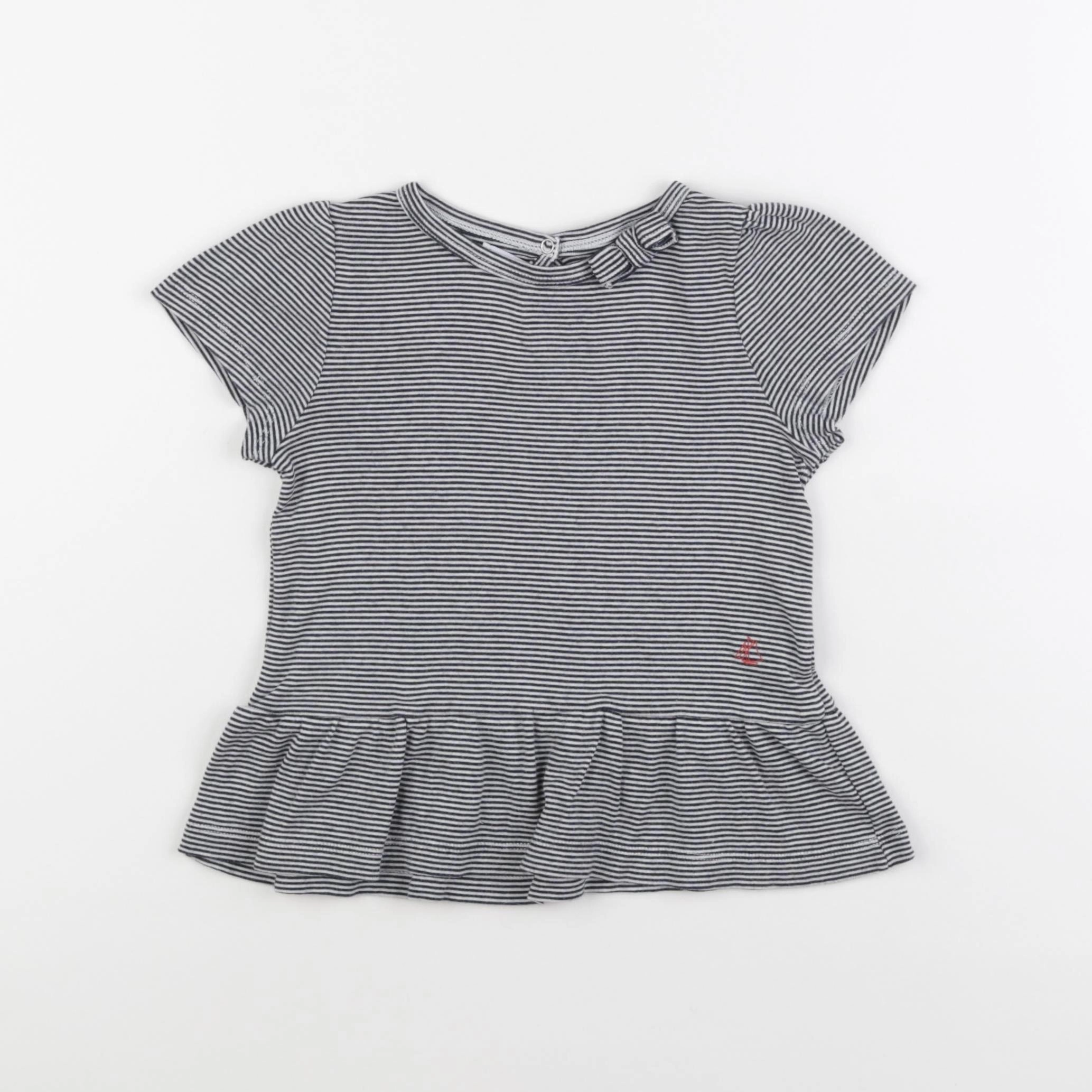 Petit Bateau - tee-shirt blanc, bleu - 5 ans