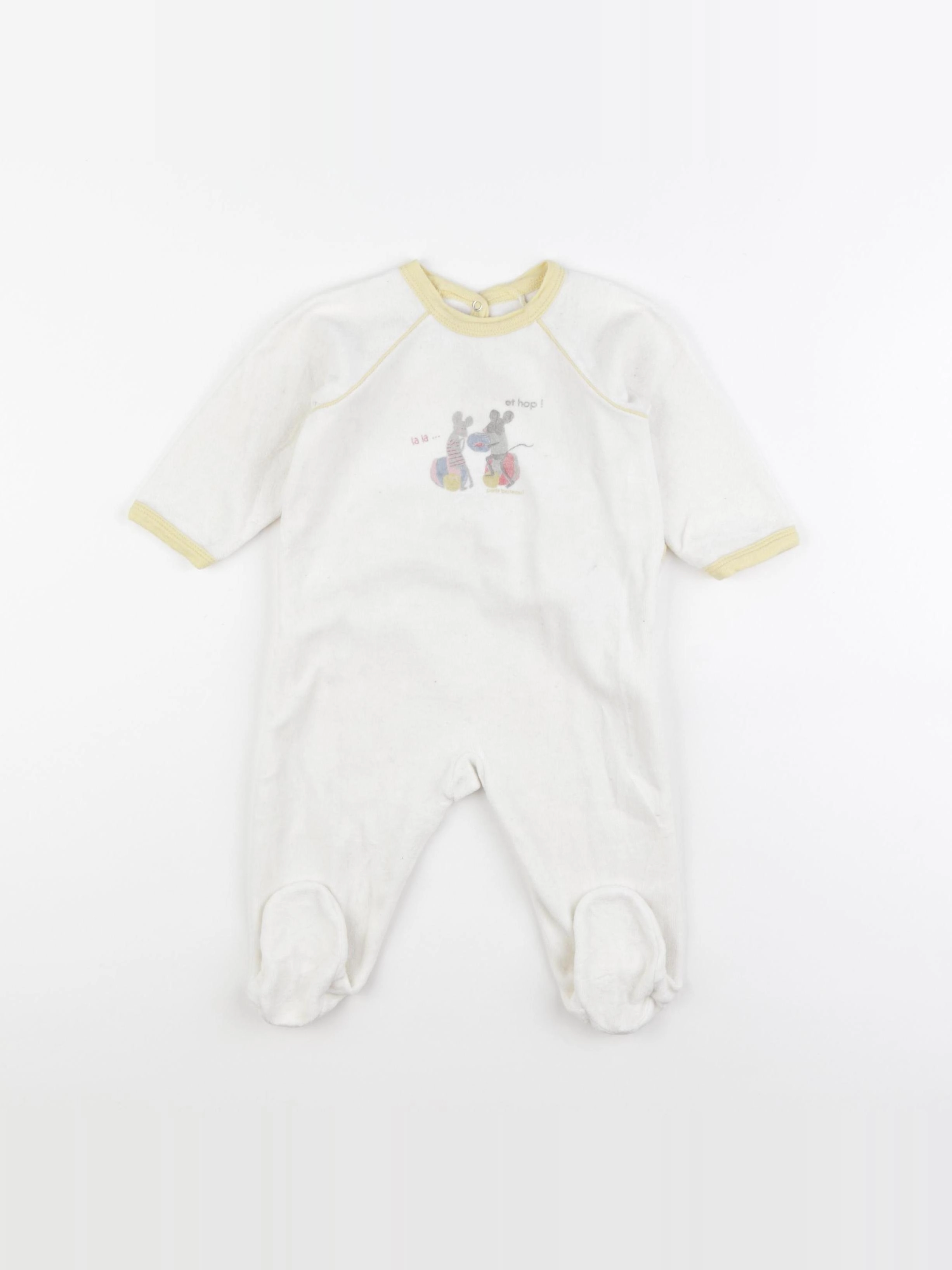 Petit Bateau - pyjama velours beige - 9 mois